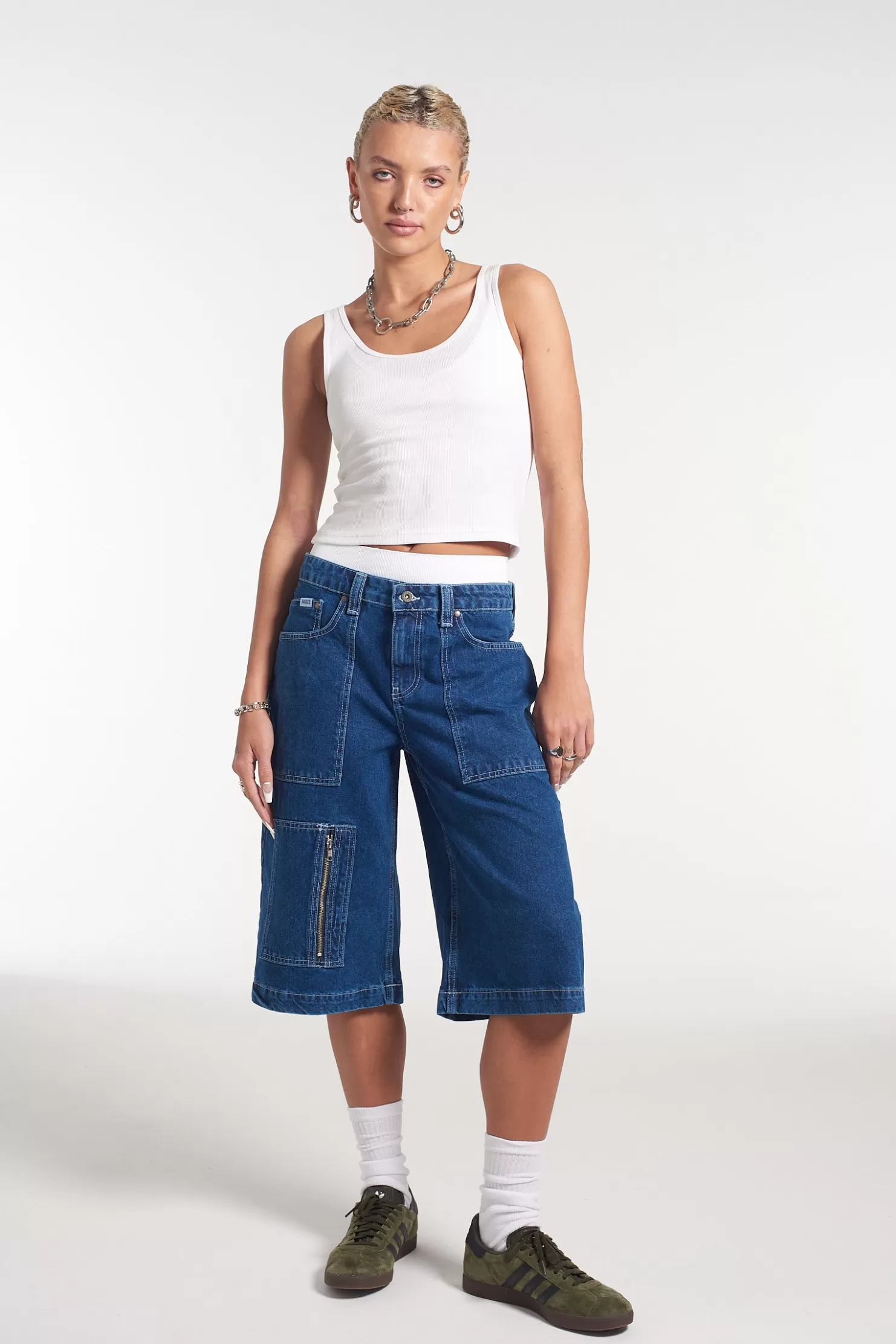 The Ragged Priest Avril Skater Short - Blue-Women Skirts & Shorts