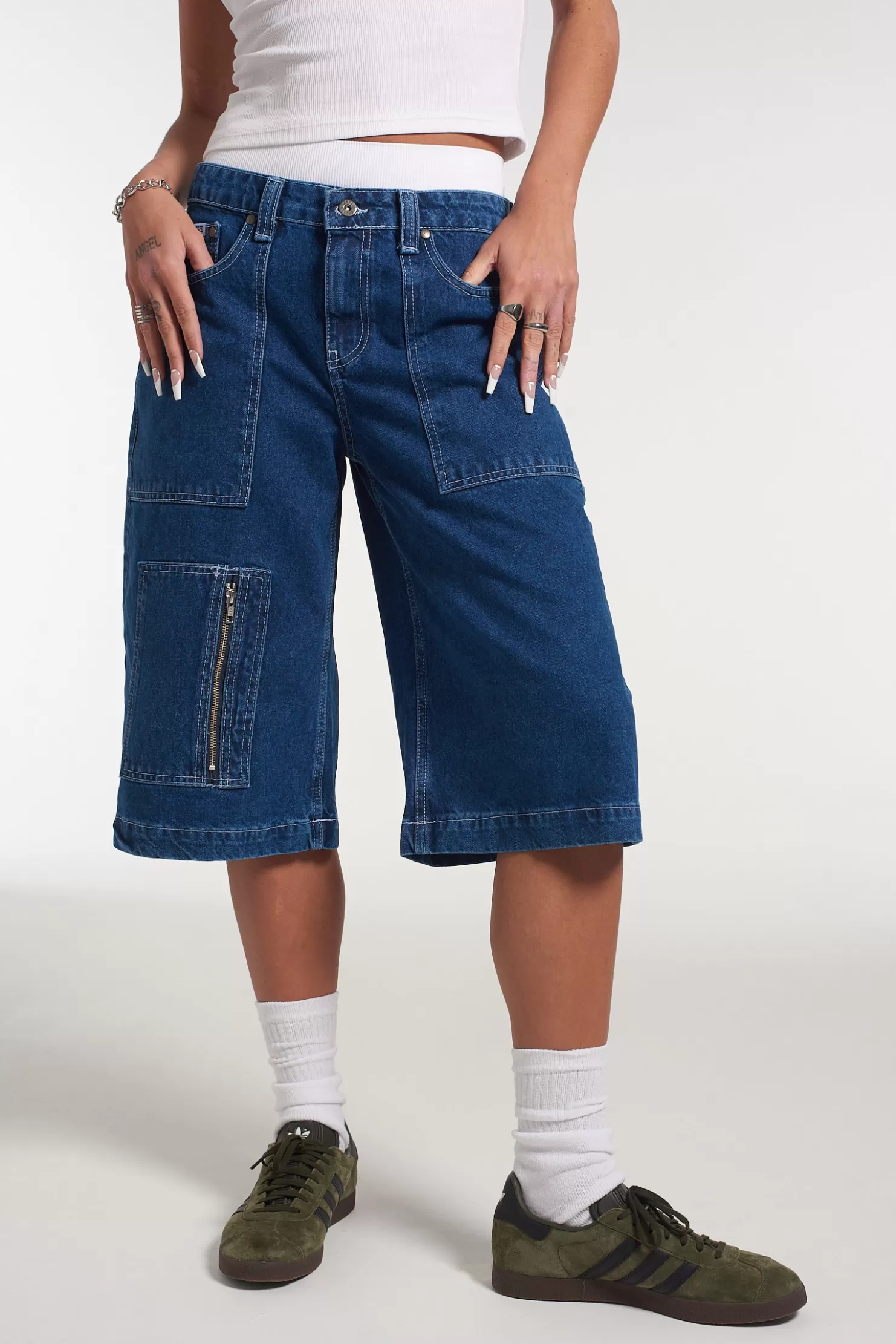 The Ragged Priest Avril Skater Short - Blue-Women Skirts & Shorts