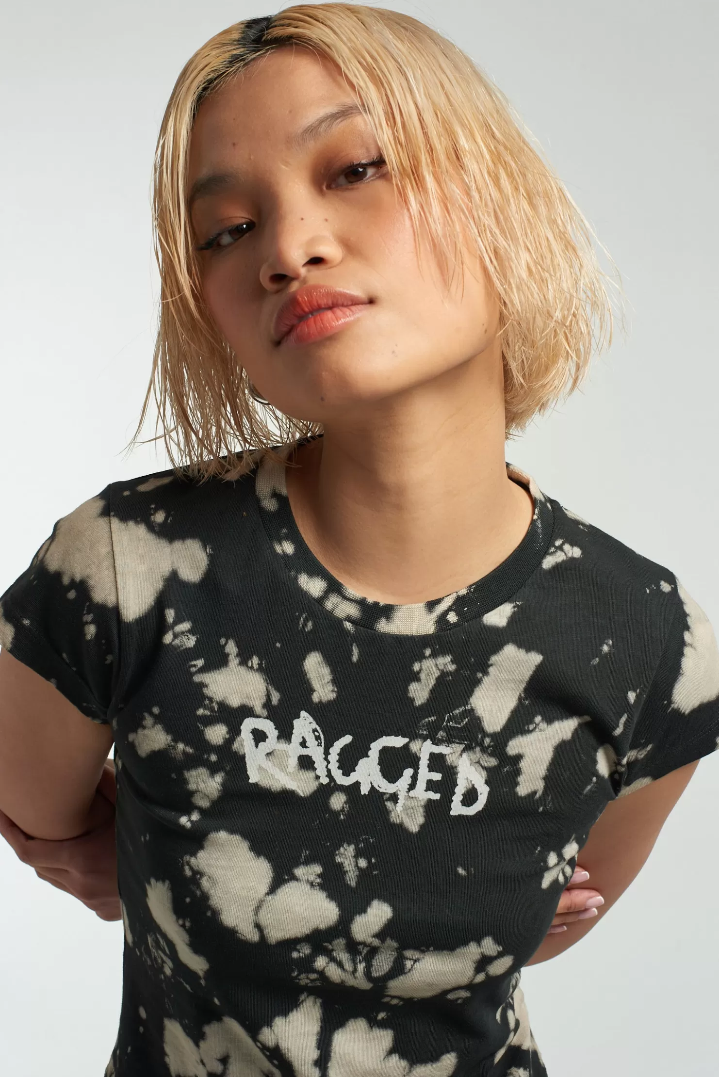The Ragged Priest Burn Acid Wash Baby Tee-Women T-Shirts & Tops