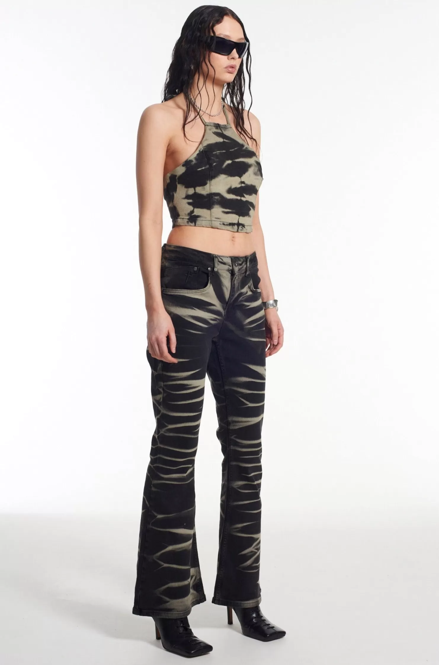 The Ragged Priest Burnout Low Rise Flared Jean-Women Jeans