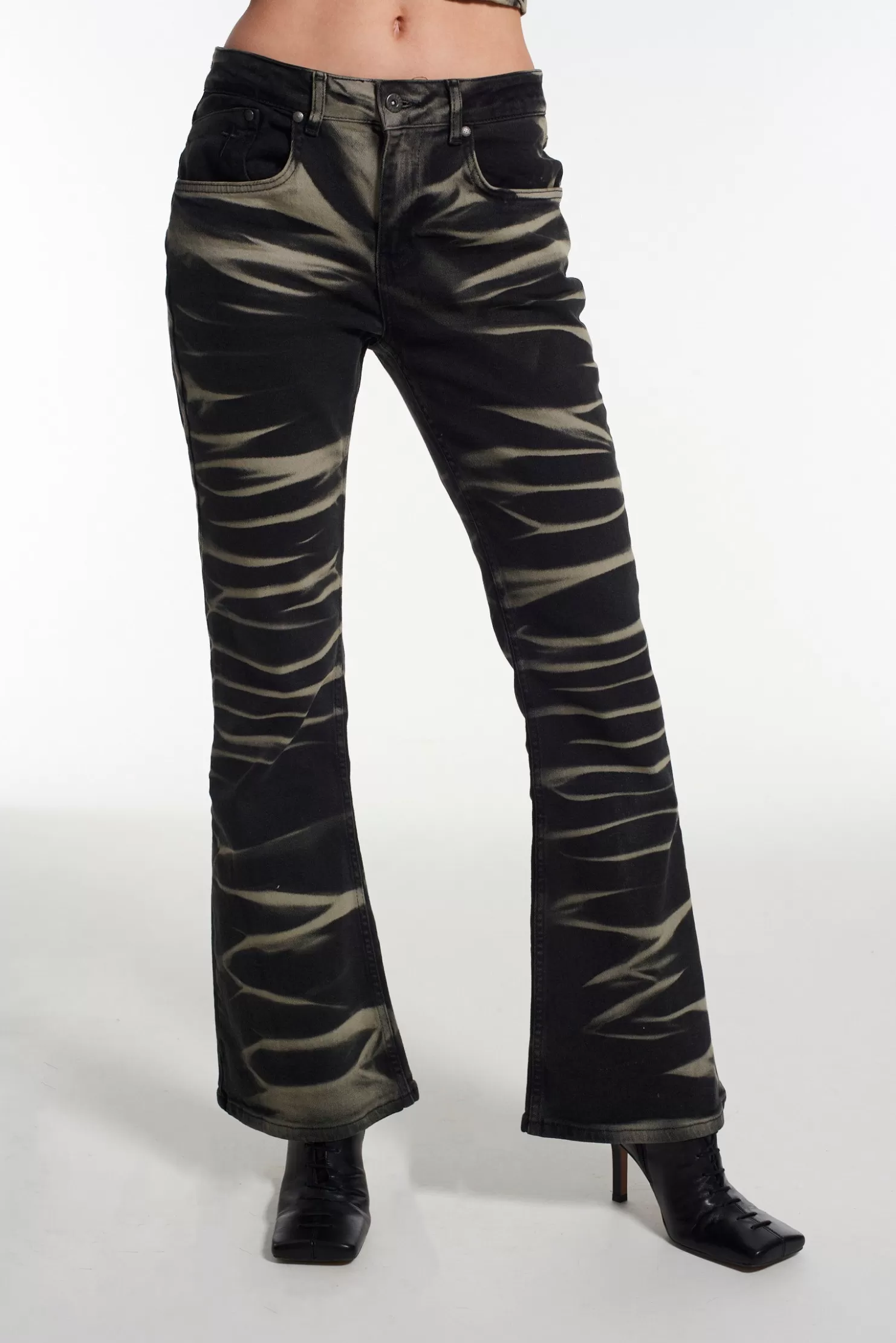 The Ragged Priest Burnout Low Rise Flared Jean-Women Jeans