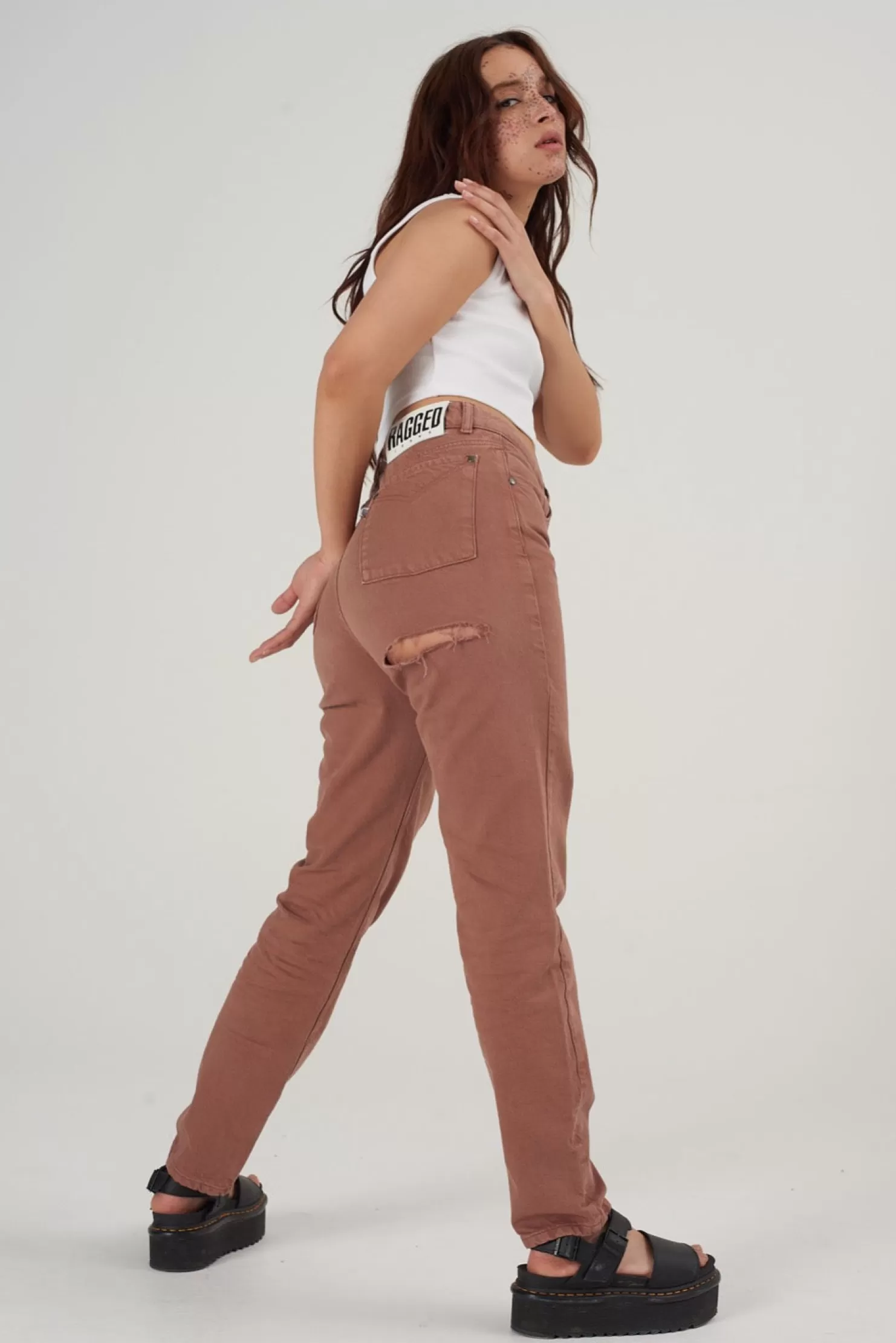 The Ragged Priest Butt Cut Jean - Tan-Women Jeans