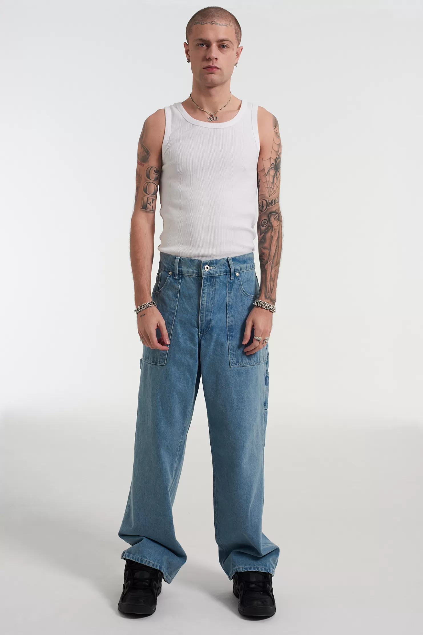 The Ragged Priest Carpenter Skate Jean Mid Blue-Men Jeans