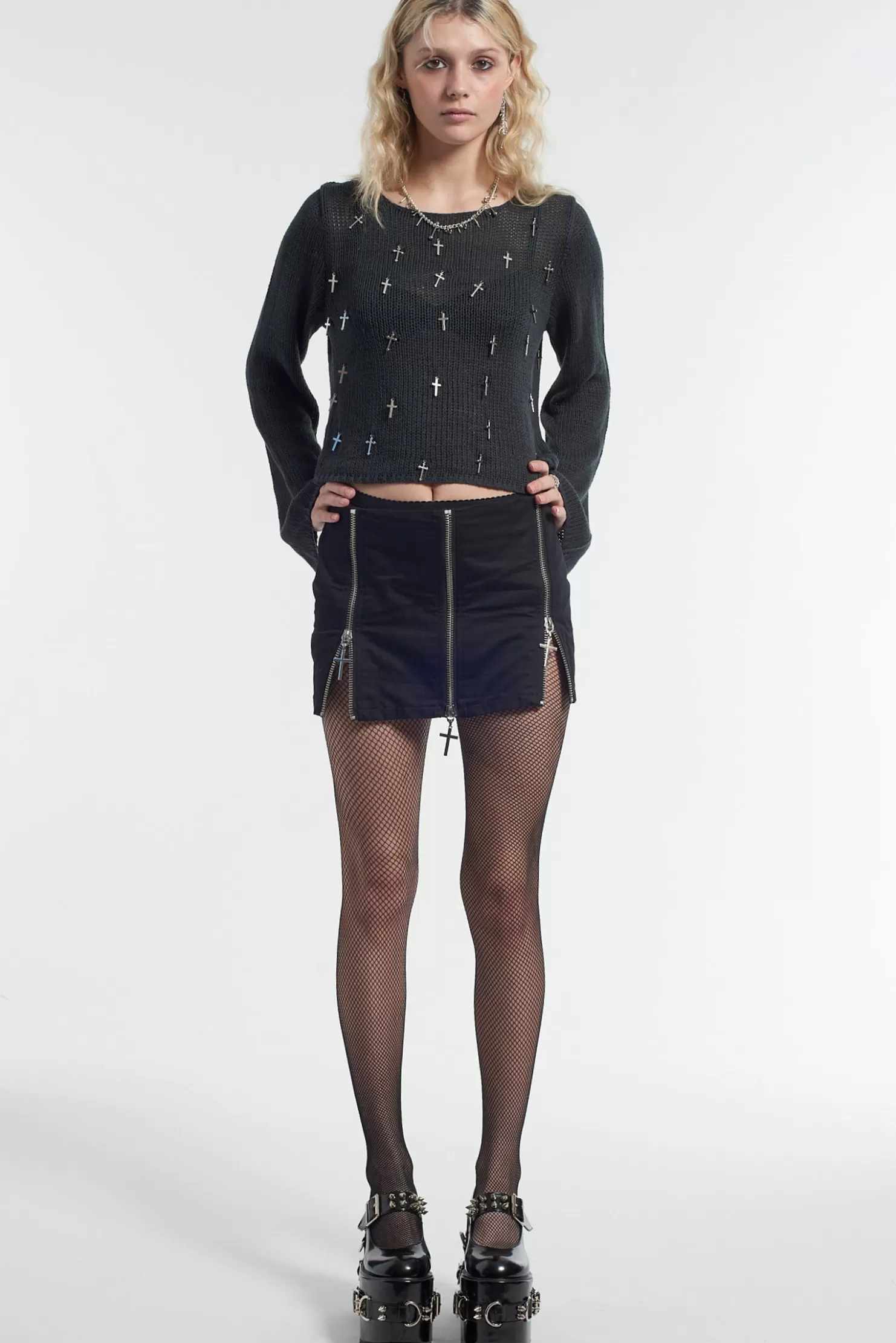 The Ragged Priest Charmed Crosses Mini Skirt-Women Skirts & Shorts