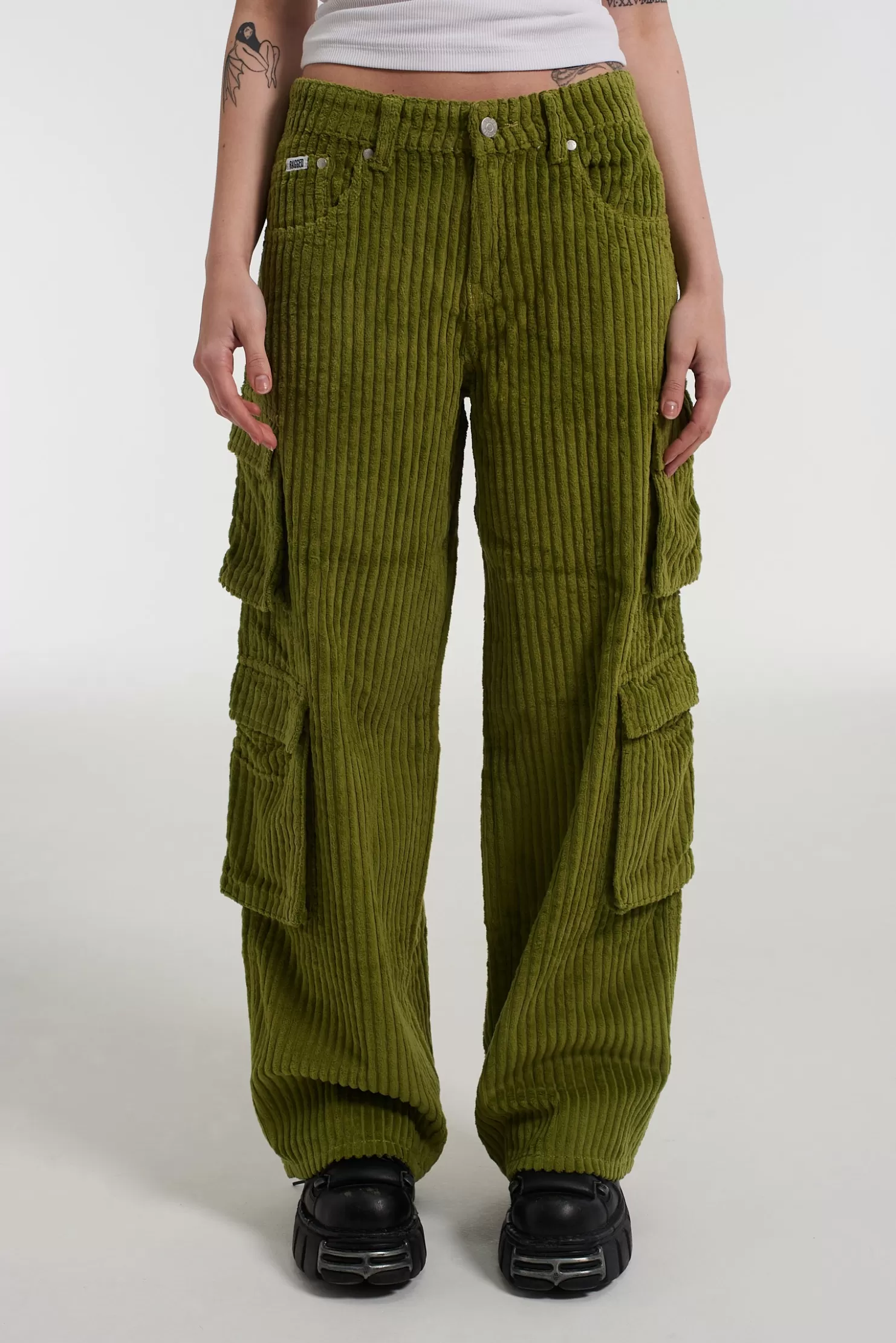 The Ragged Priest Cord Combat Release Jean Khaki-Women Jeans