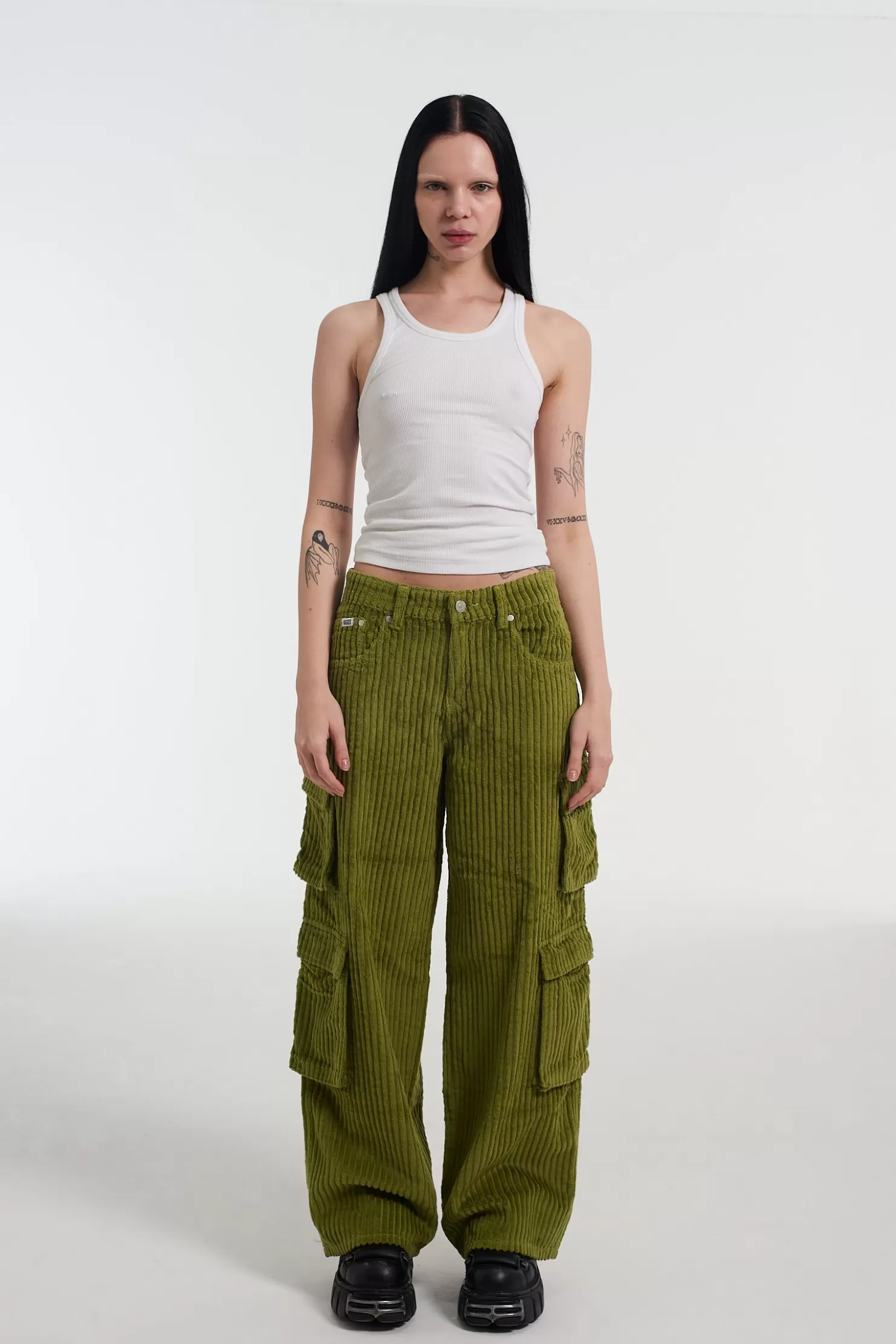 The Ragged Priest Cord Combat Release Jean Khaki-Women Jeans