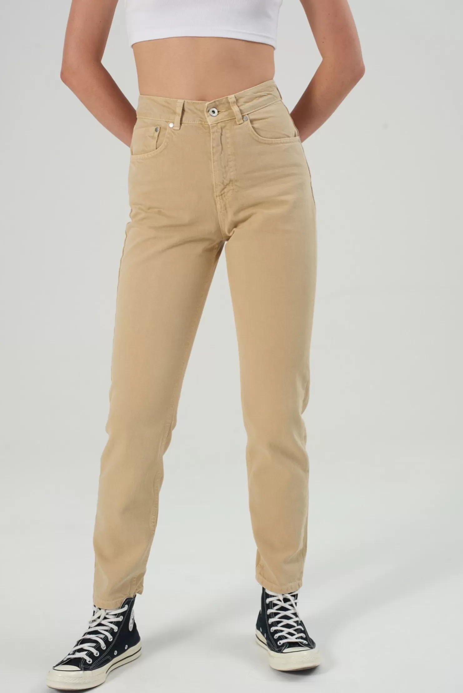 The Ragged Priest Cougar Mom Jean - Beige-Women Jeans