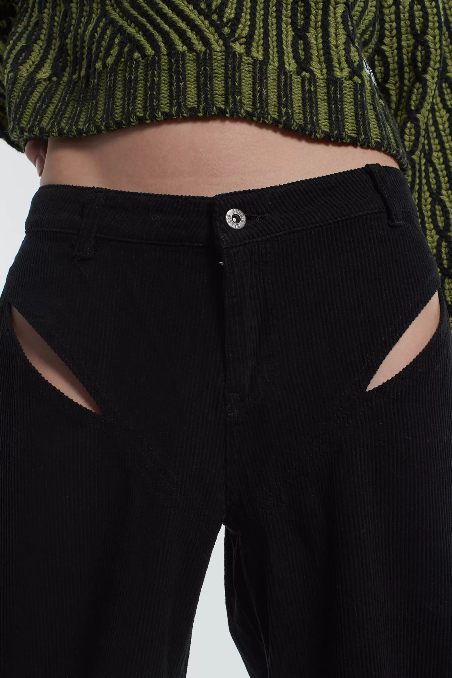 The Ragged Priest Cut Out Cord Jean-Women Trousers