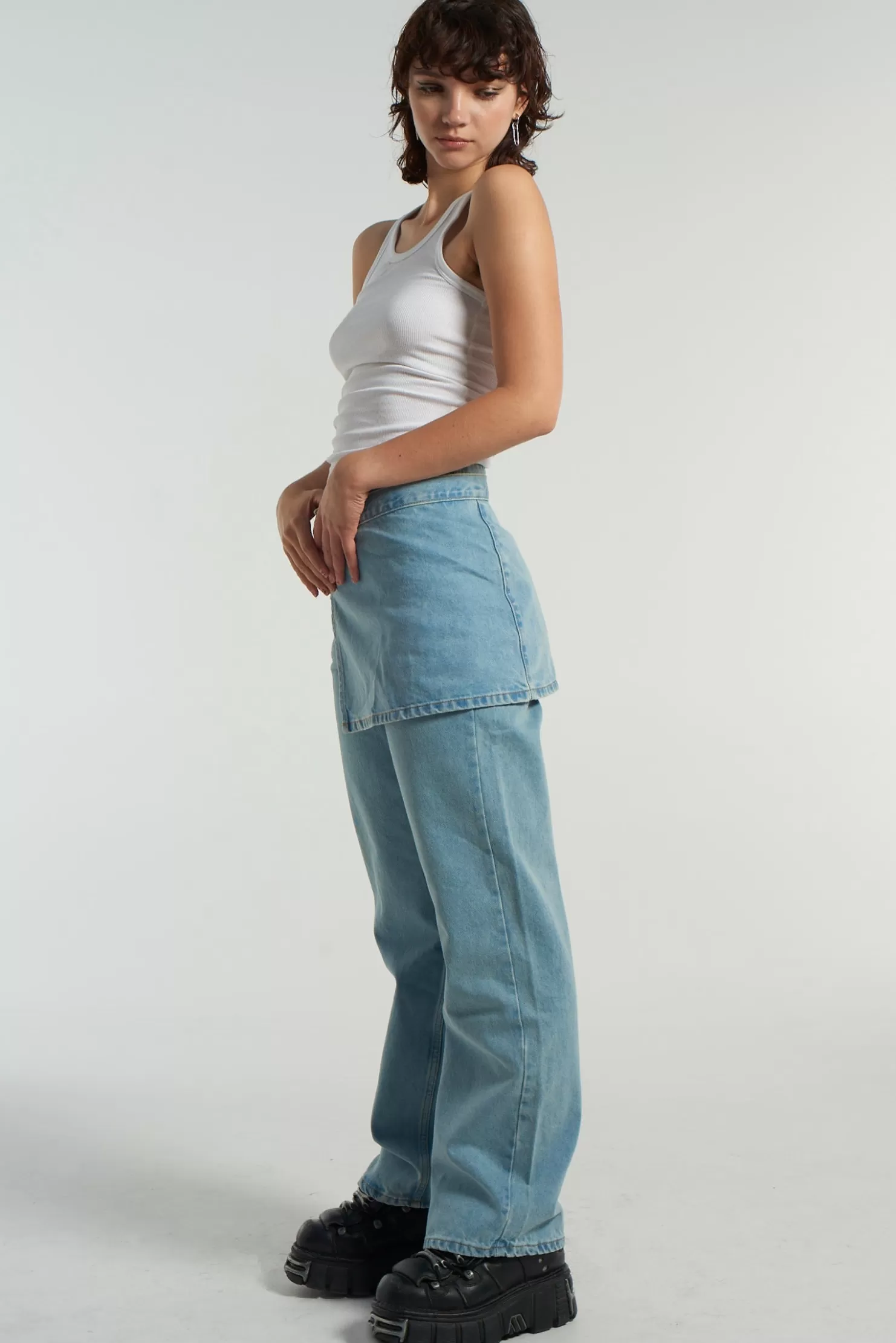 The Ragged Priest Dad Jean Skirt - Blue-Women Skirts & Shorts