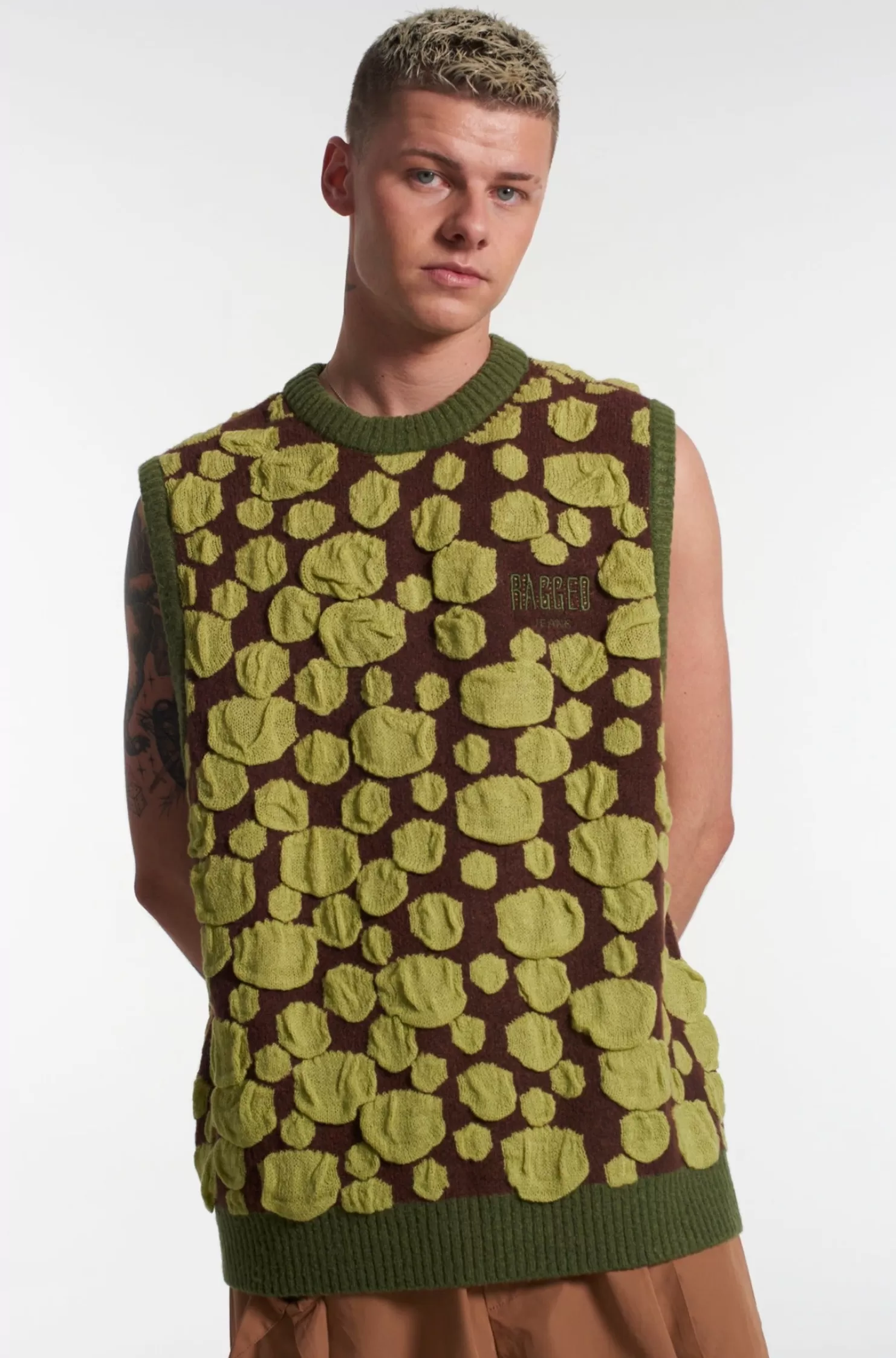 The Ragged Priest Decay Knitted Vest-Men Knitwear, Sweatshirts & Hoodies