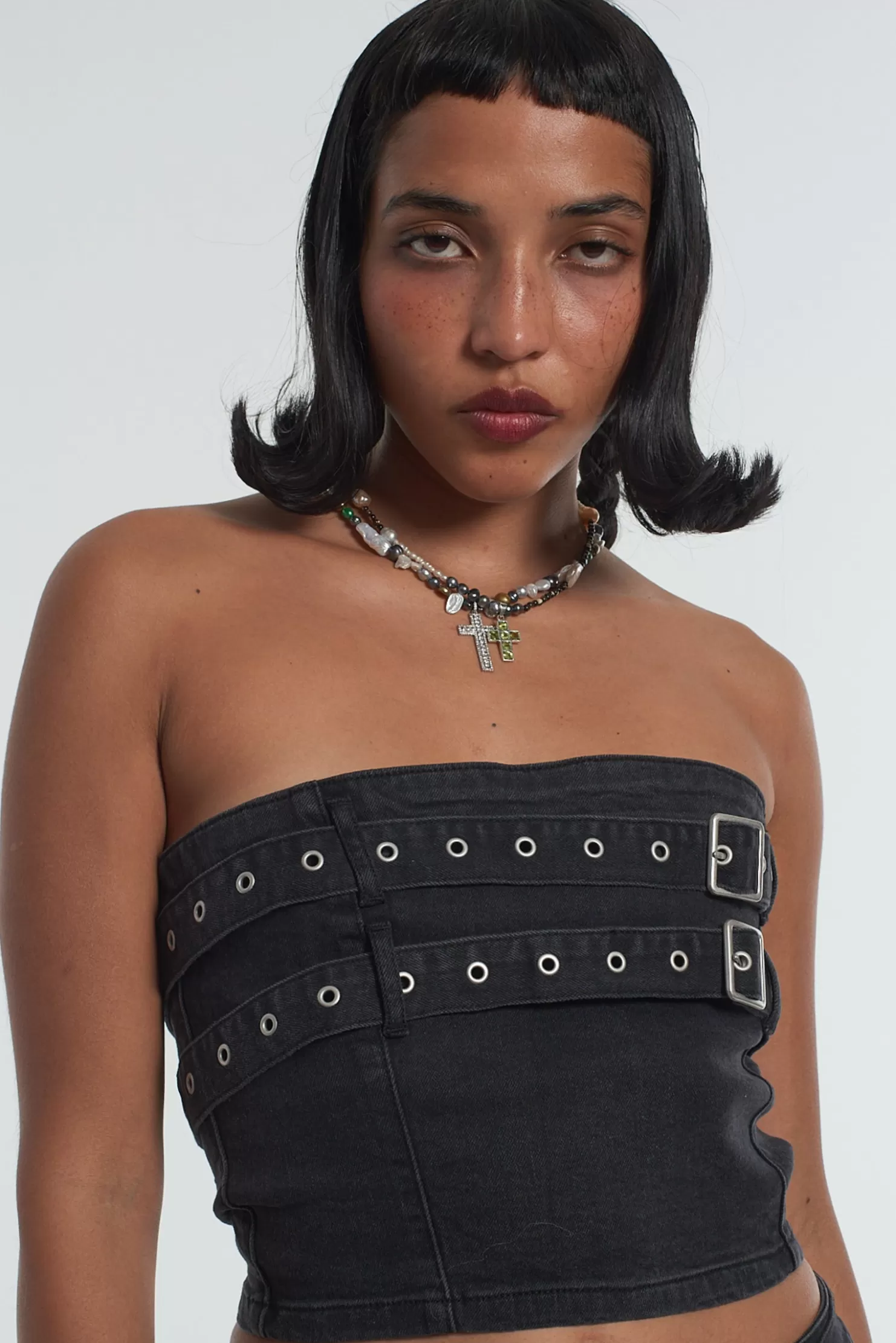 The Ragged Priest Denim Darkness Corset-Women T-Shirts & Tops
