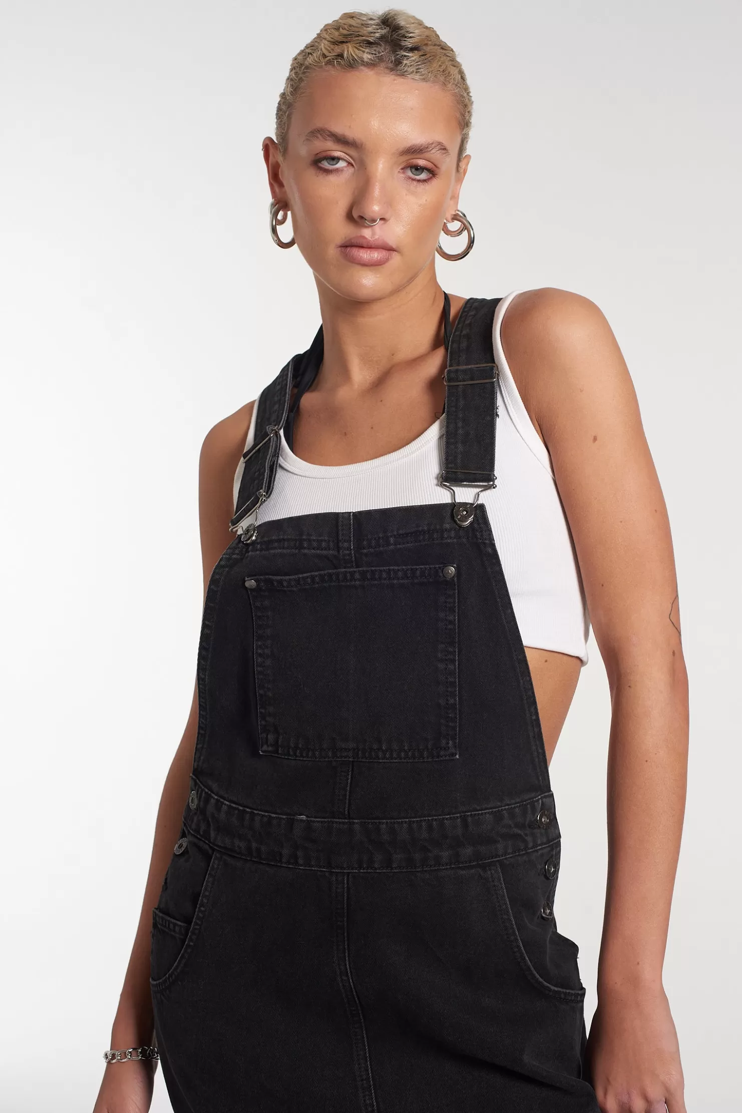 The Ragged Priest Dungaree Maxi Dress Charcoal-Women Dresses