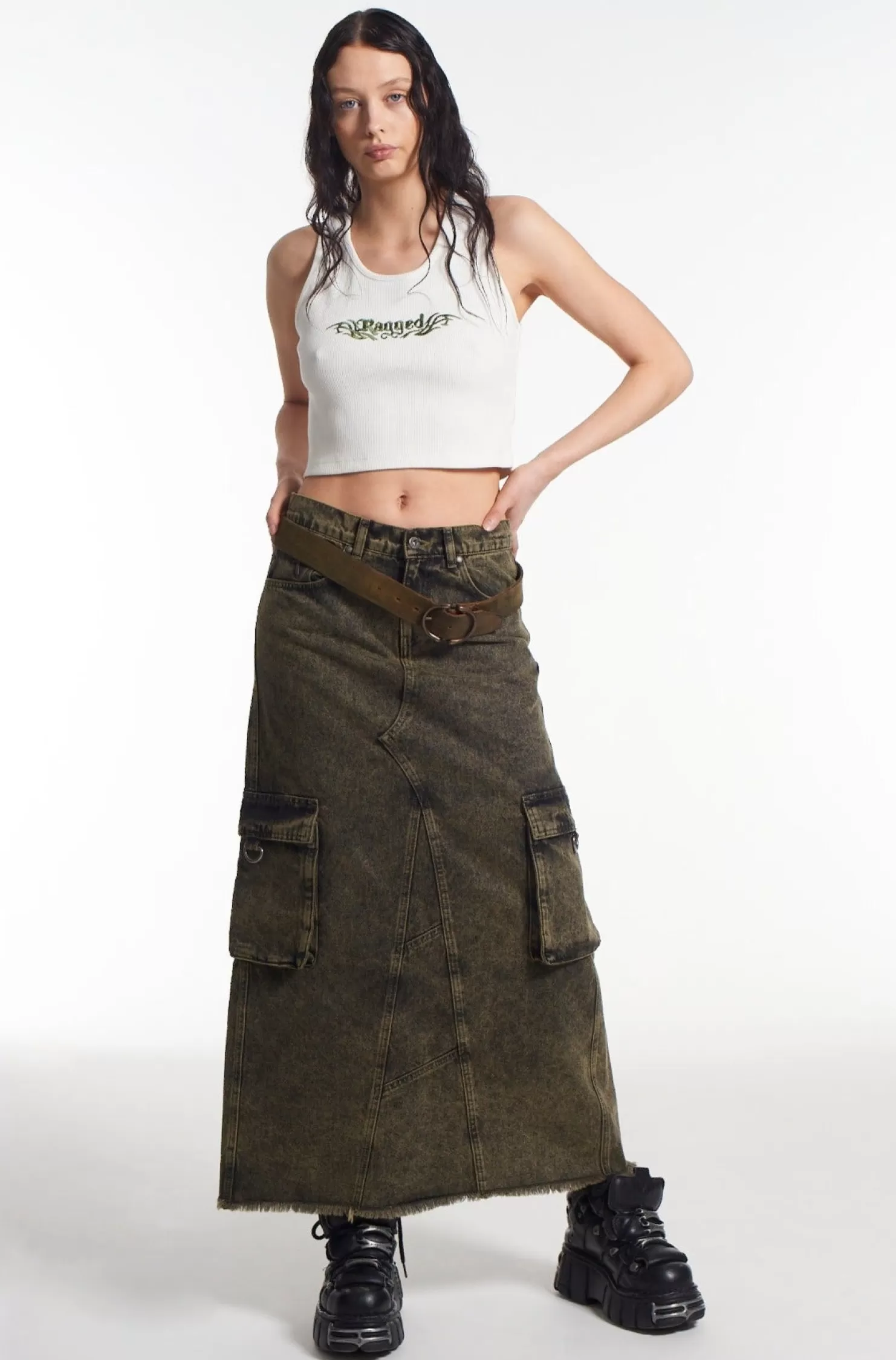 The Ragged Priest Enyo Denim Maxi Skirt-Women Skirts & Shorts