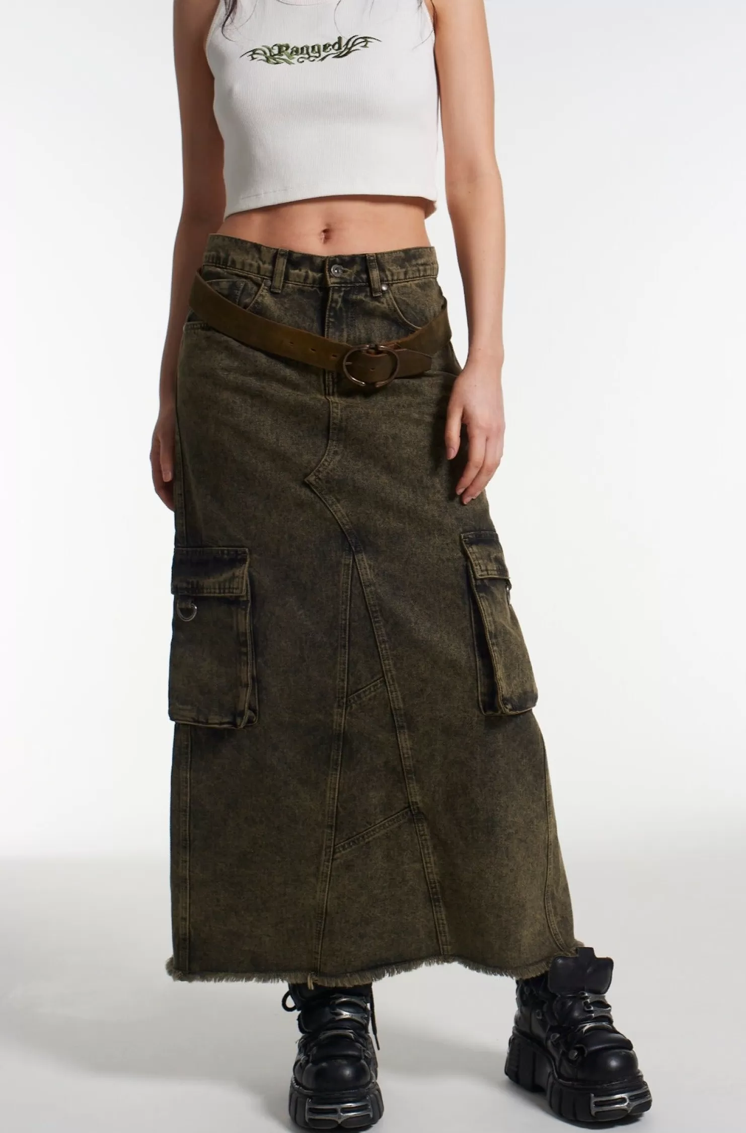 The Ragged Priest Enyo Denim Maxi Skirt-Women Skirts & Shorts