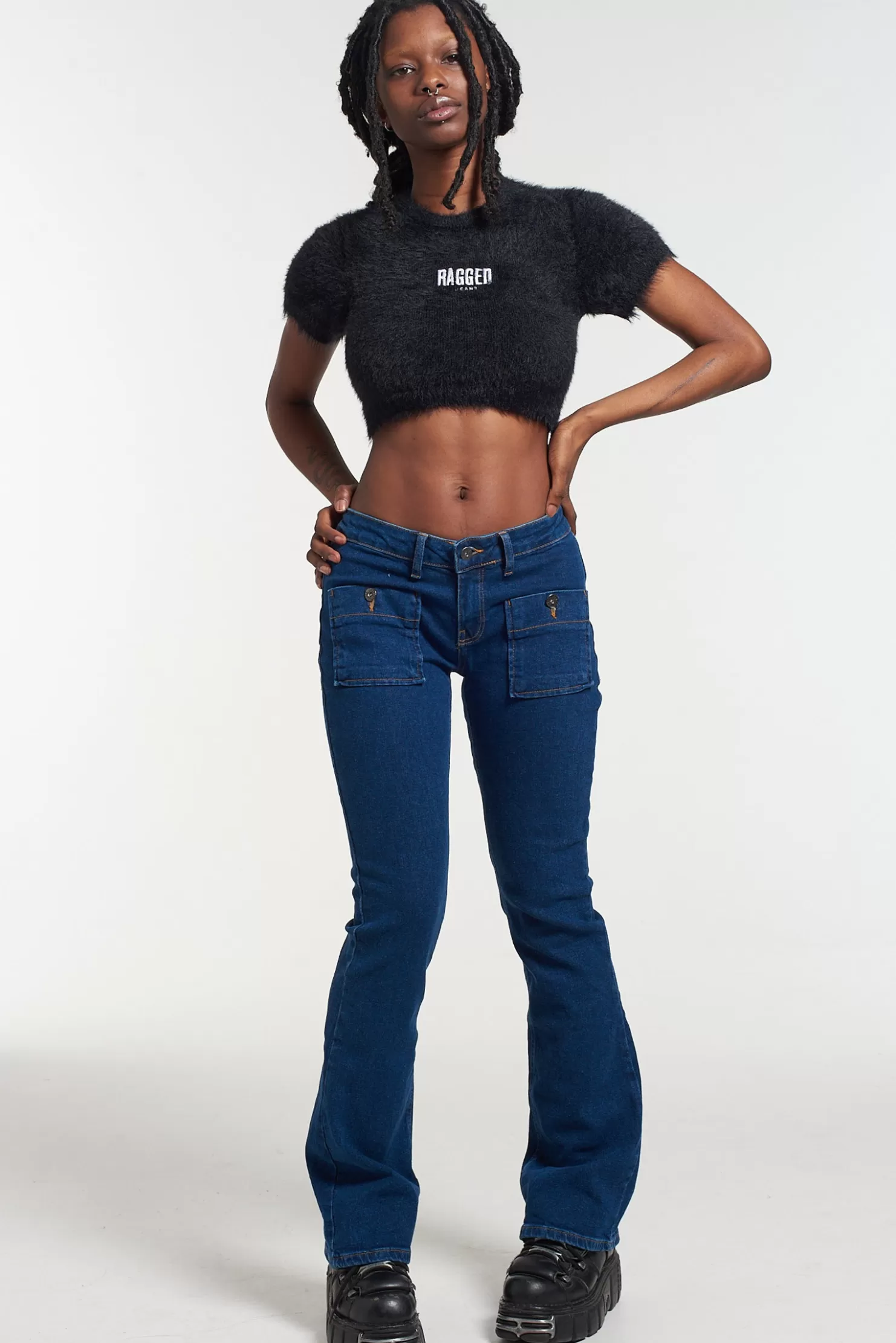 The Ragged Priest Flashback Low Rider - Blue-Women Jeans