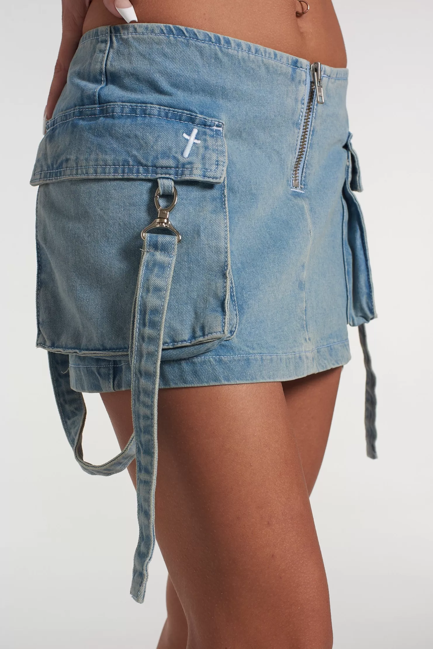 The Ragged Priest Force Combat Mini Skirt Blue-Women Skirts & Shorts