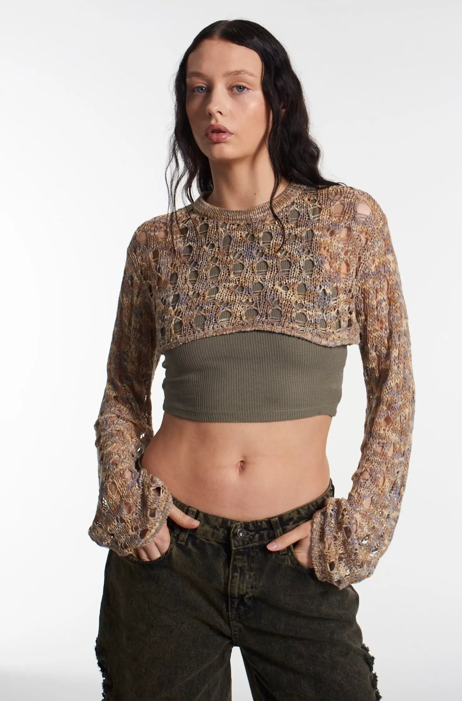 The Ragged Priest Gretel Super Cropped Knit Top-Women T-Shirts & Tops
