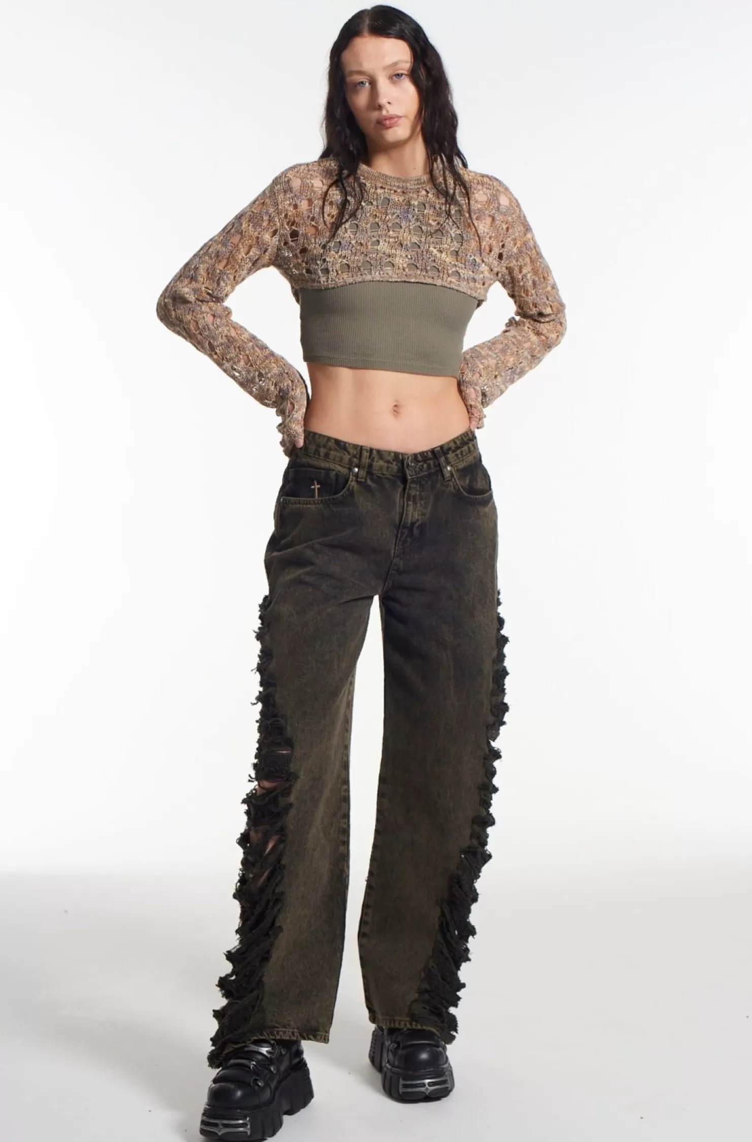 The Ragged Priest Gretel Super Cropped Knit Top-Women T-Shirts & Tops