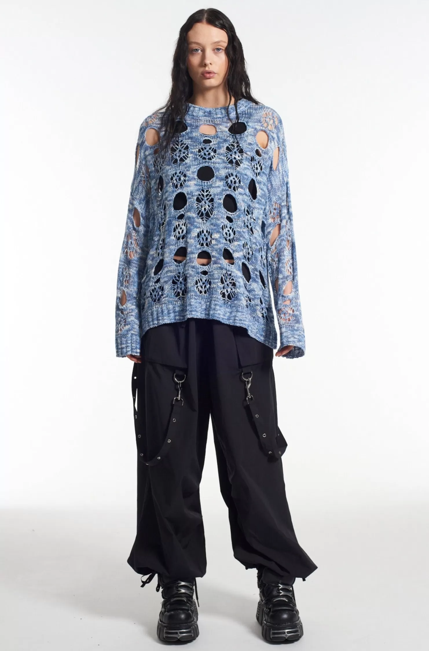 The Ragged Priest Haze Knit Blue-Women Knitwear & Sweats
