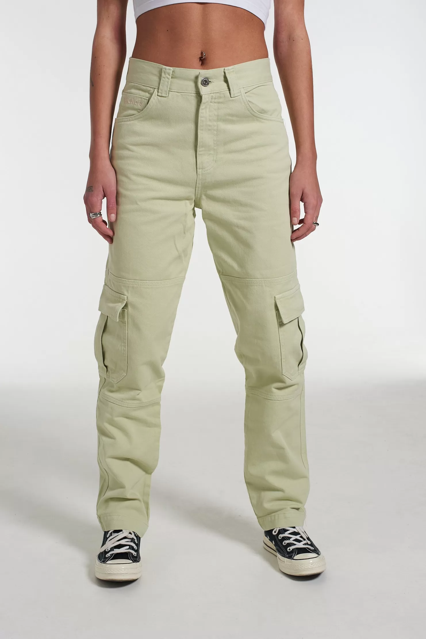 The Ragged Priest Kickers Classic Drill Combat Trousers Cotton Green-Women Trousers