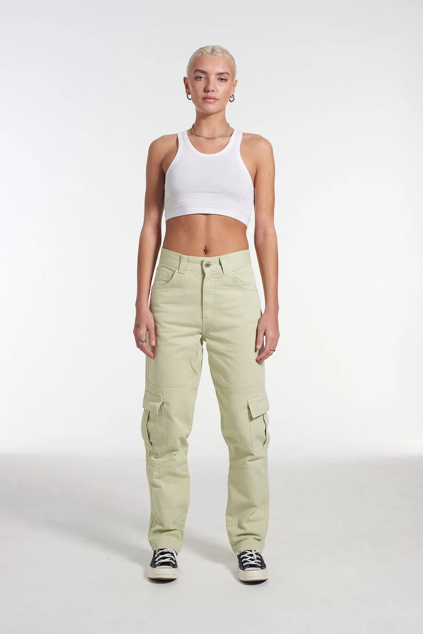 The Ragged Priest Kickers Classic Drill Combat Trousers Cotton Green-Women Trousers