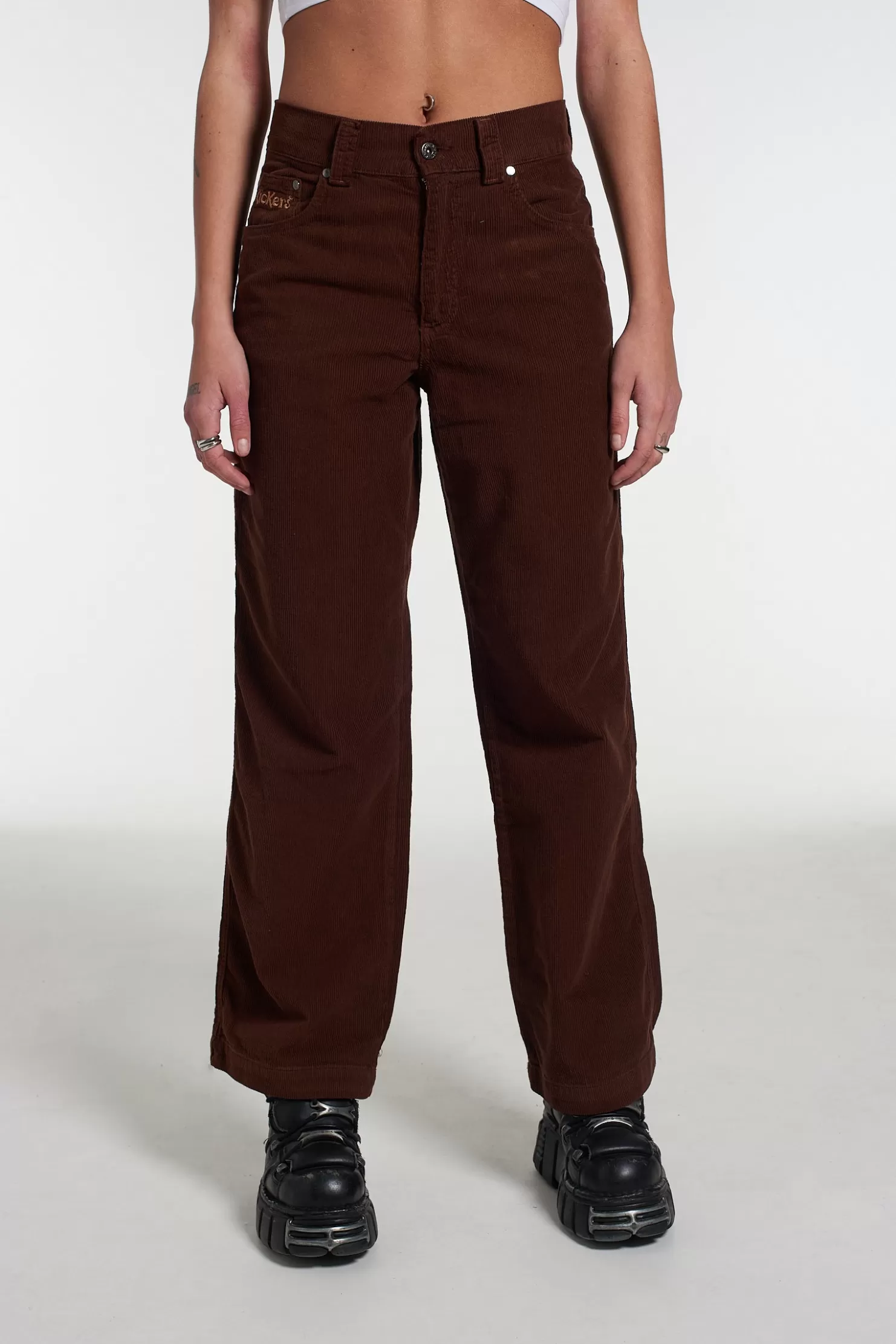 The Ragged Priest Kickers Classic Wide Leg Trouser Cord Brown-Women Trousers