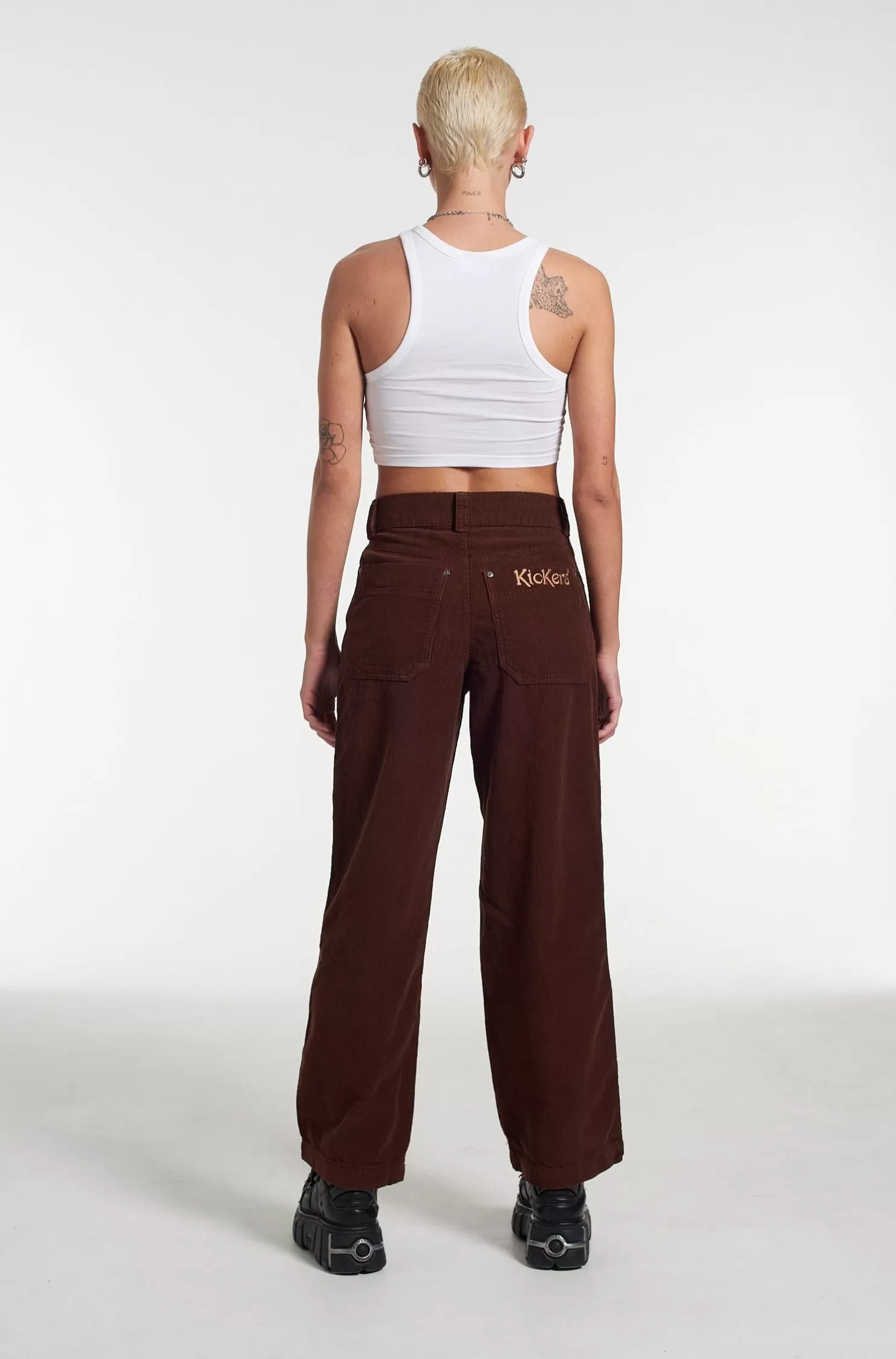 The Ragged Priest Kickers Classic Wide Leg Trouser Cord Brown-Women Trousers