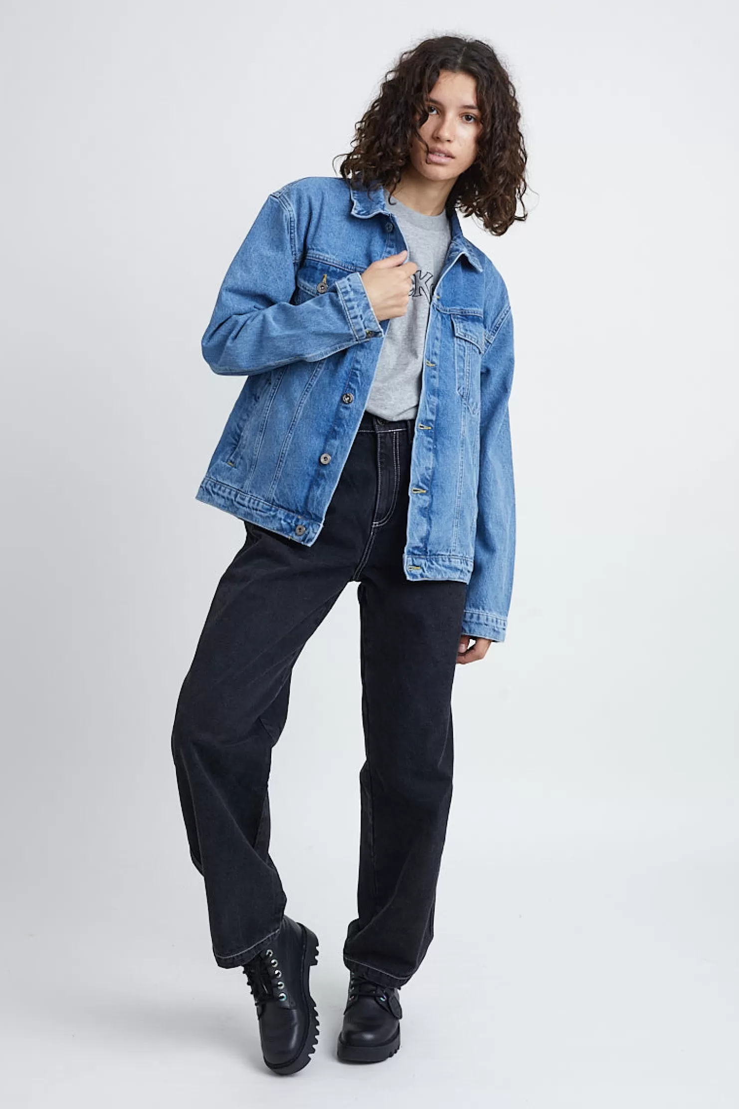 The Ragged Priest Kickers Classics Blue Denim Jacket-Women Coats & Jackets