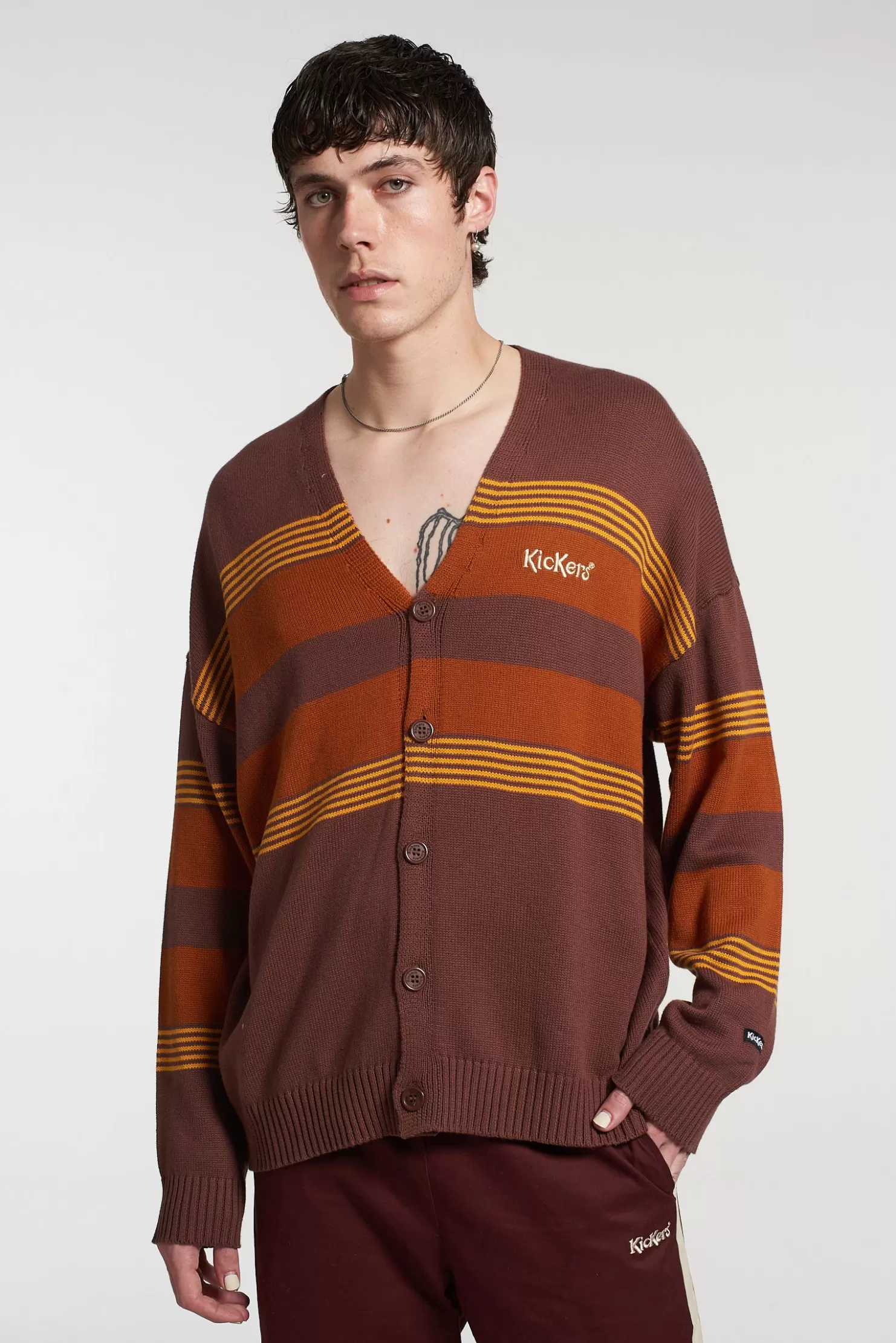 The Ragged Priest Kickers Classics Brown Cardigan-Men Knitwear, Sweatshirts & Hoodies