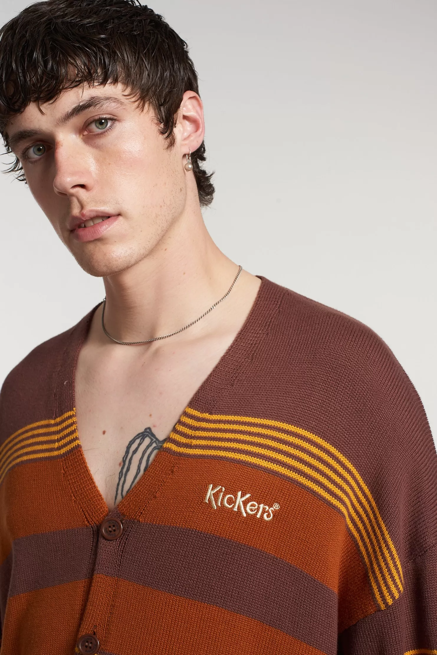 The Ragged Priest Kickers Classics Brown Cardigan-Men Knitwear, Sweatshirts & Hoodies