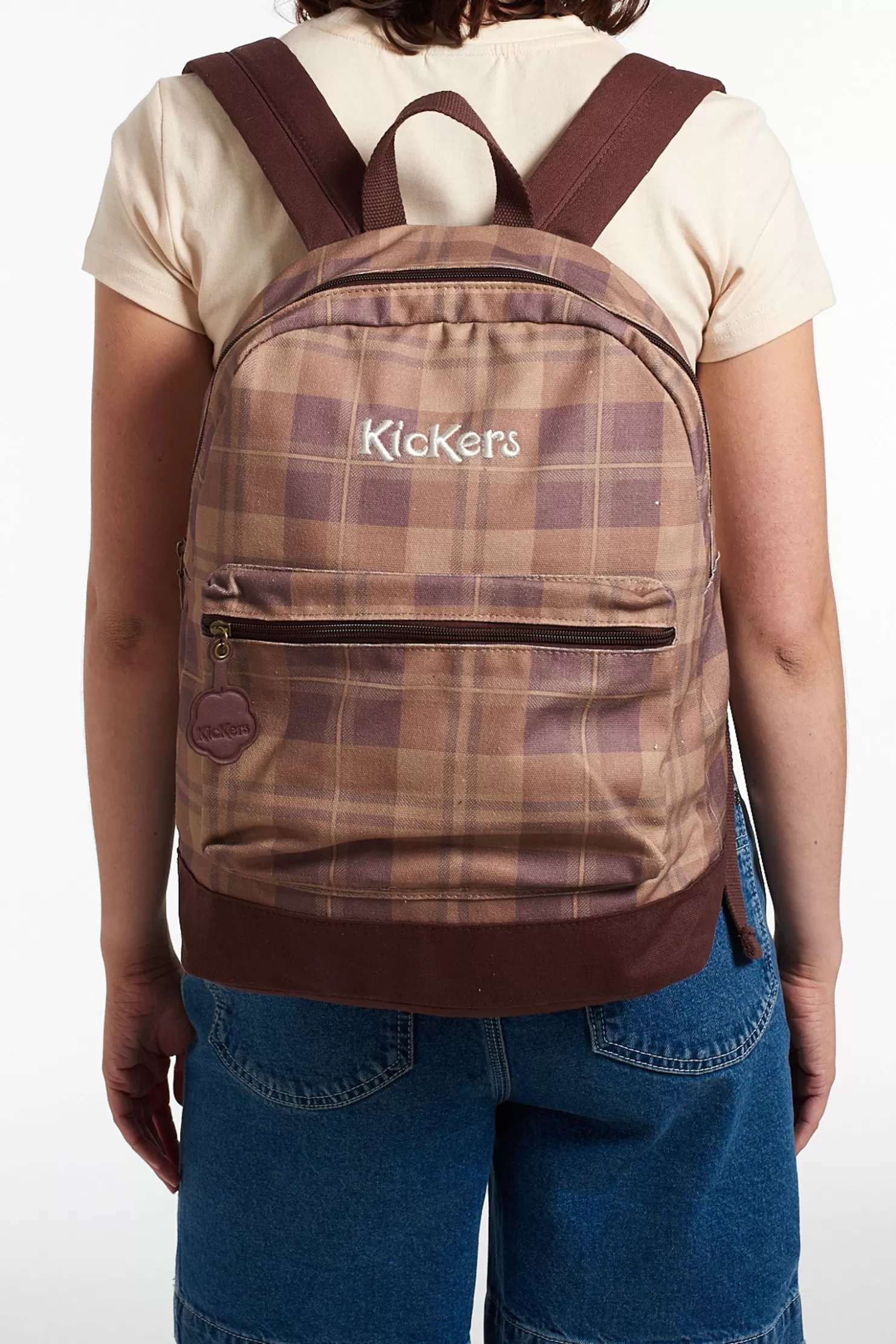 The Ragged Priest Kickers Classics Brown Check Canvas Backpack-Men Accessories