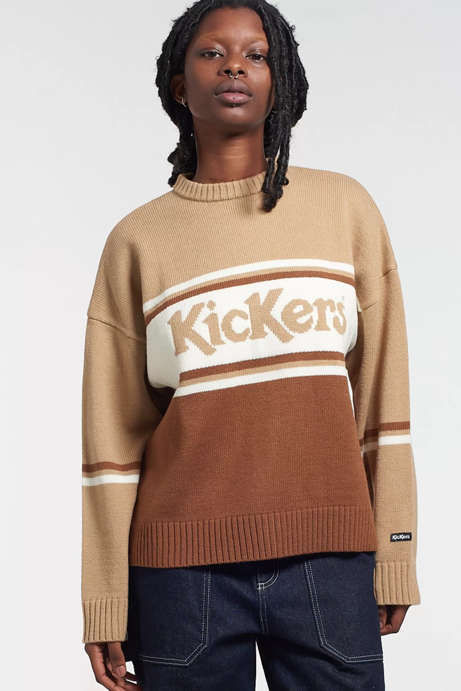 The Ragged Priest Kickers Classics Brown Tonal Knitted Jumper-Women Knitwear & Sweats