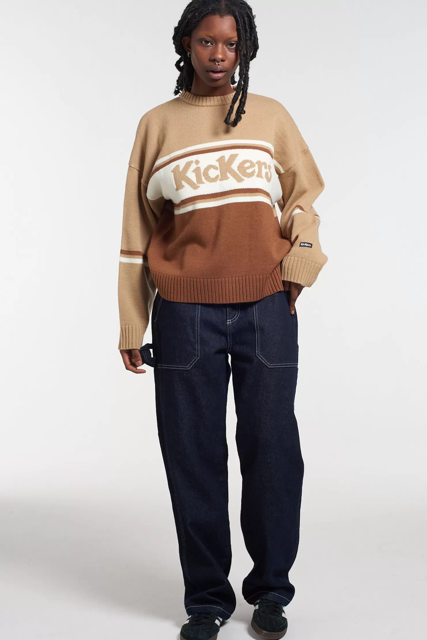 The Ragged Priest Kickers Classics Brown Tonal Knitted Jumper-Women Knitwear & Sweats