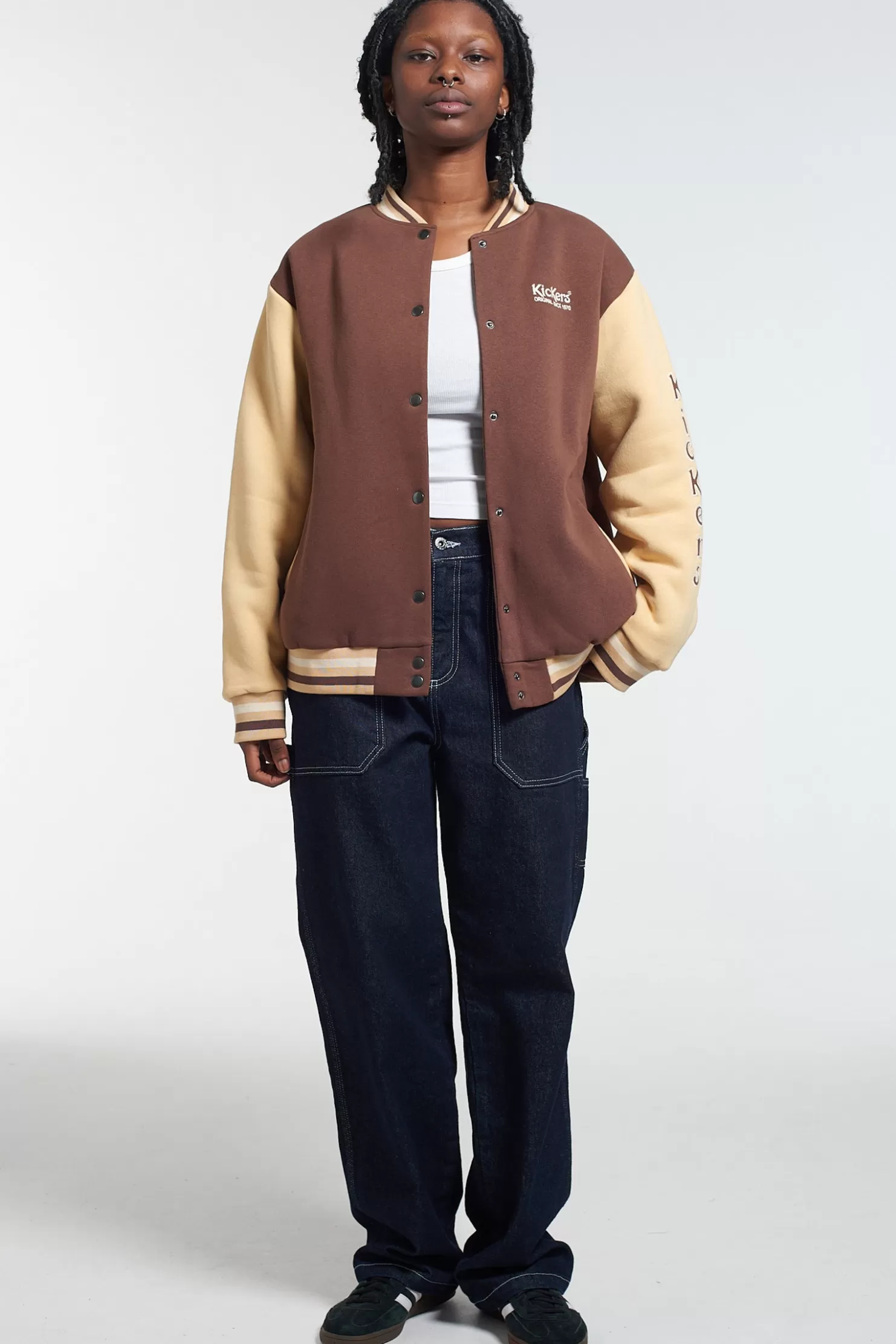The Ragged Priest Kickers Classics Brown Varsity Jacket-Women Coats & Jackets