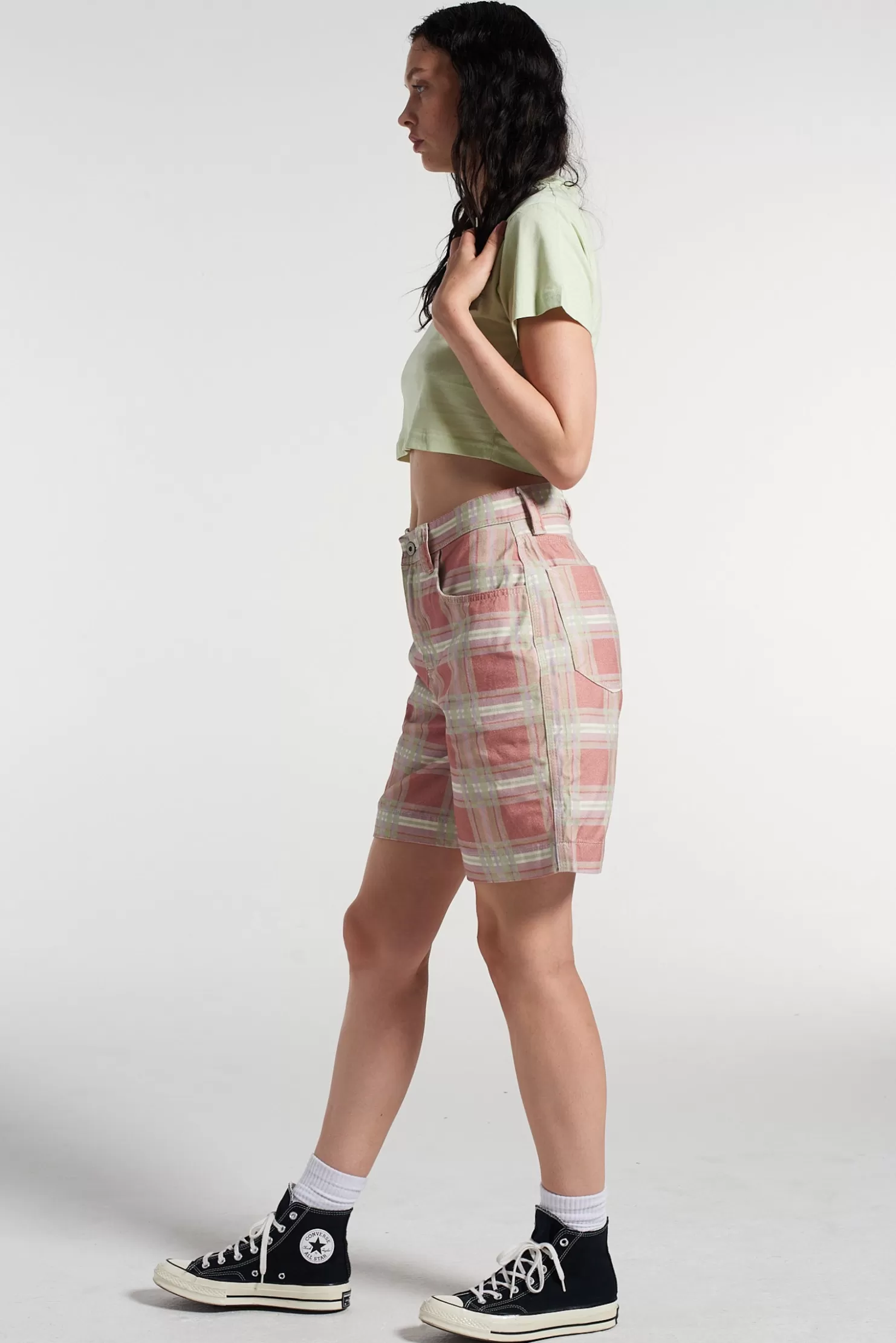 The Ragged Priest Kickers Classics Check Print Drill Combat Short Logo Multi-Women Skirts & Shorts