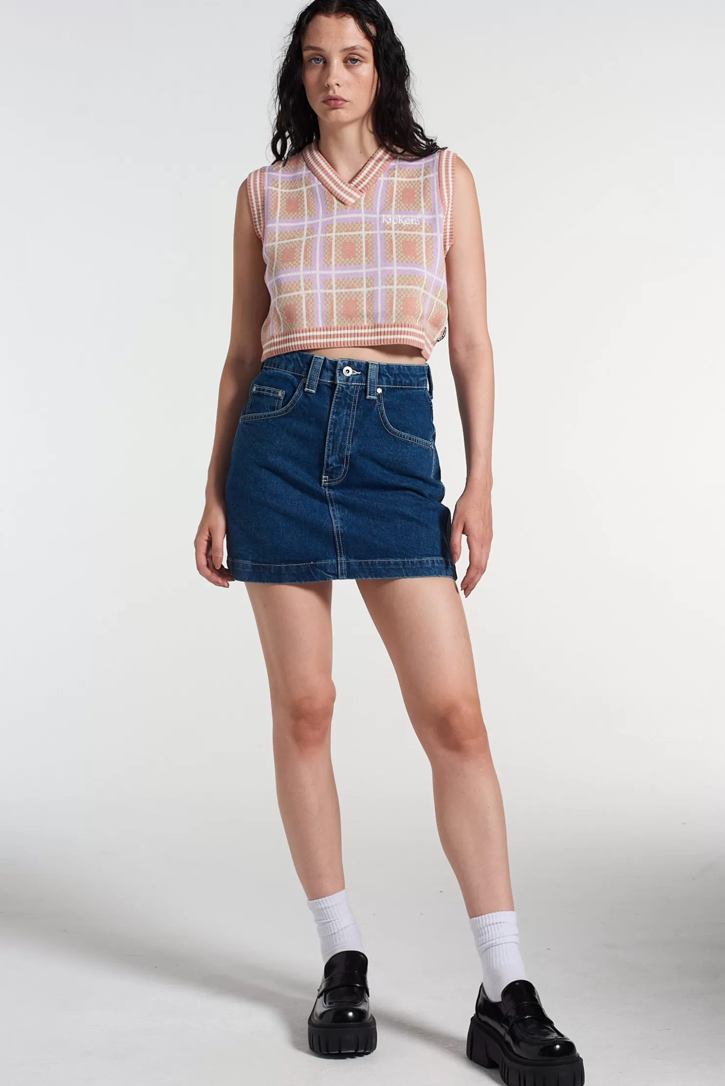 The Ragged Priest Kickers Classics Denim Mini Skirt Indigo-Women Skirts & Shorts