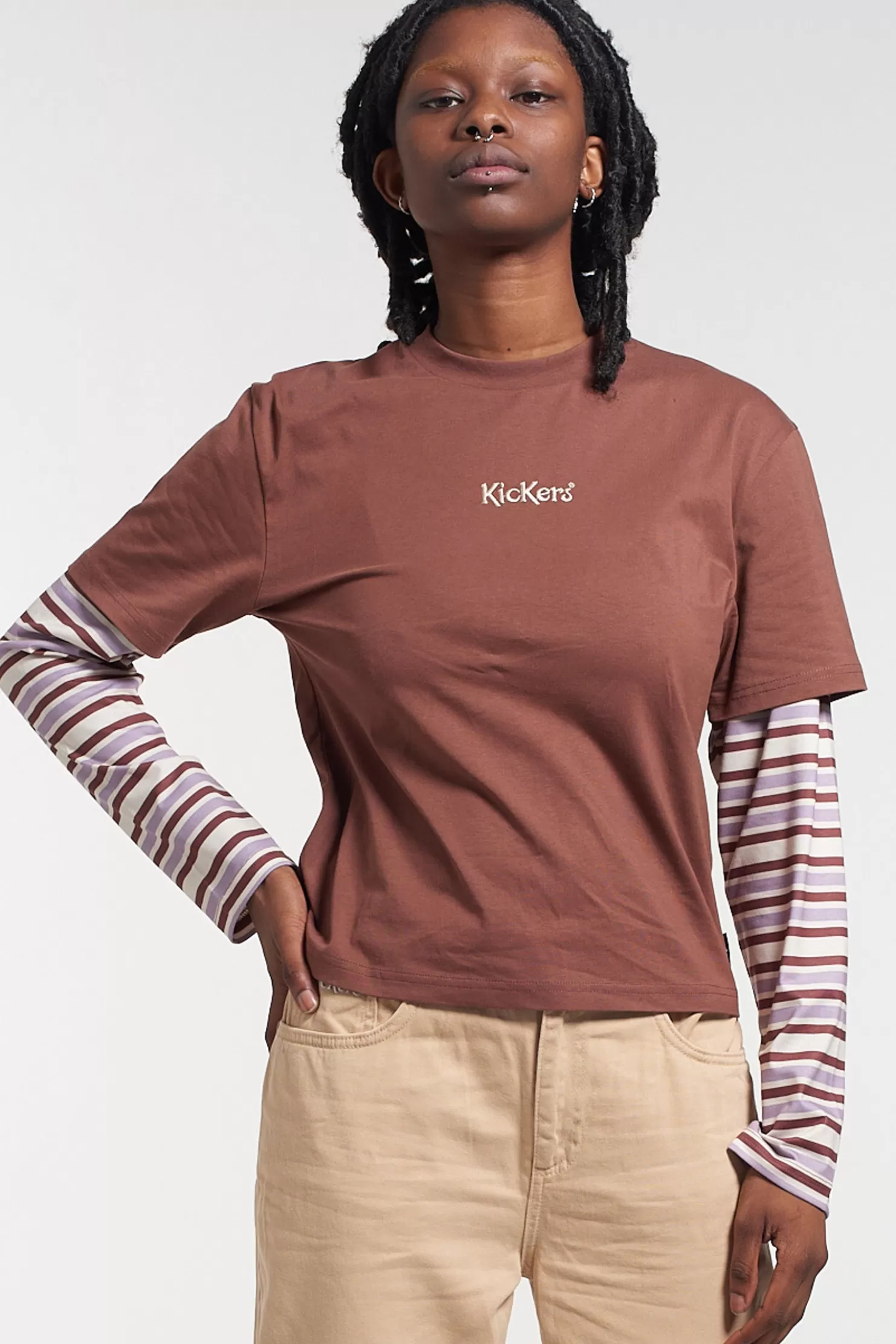 The Ragged Priest Kickers Classics Double Layer Oversized Tee-Women T-Shirts & Tops