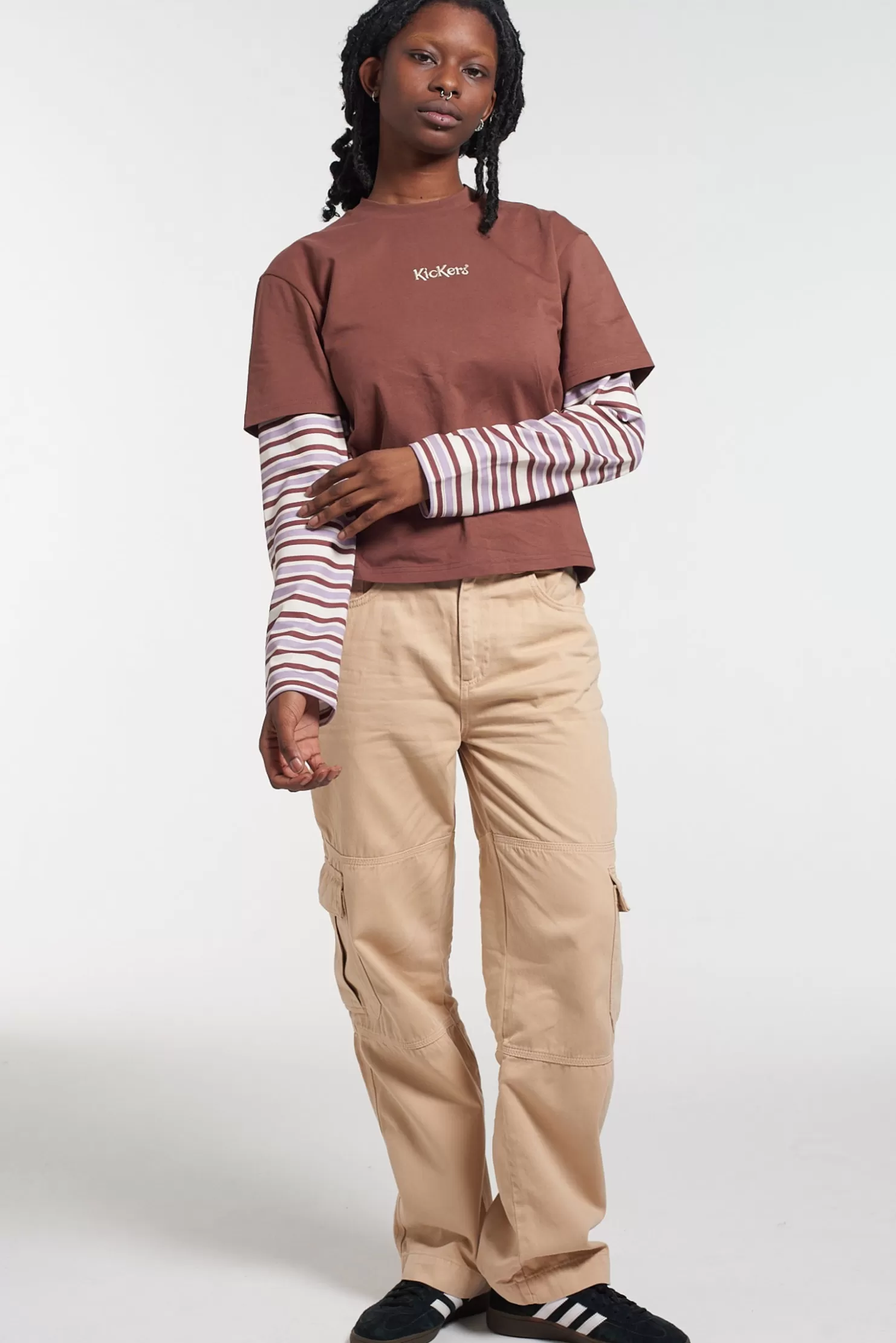The Ragged Priest Kickers Classics Double Layer Oversized Tee-Women T-Shirts & Tops