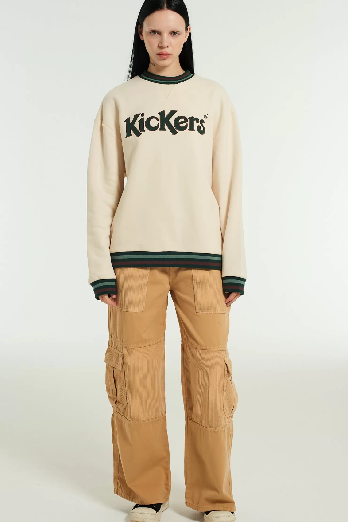 The Ragged Priest Kickers Classics Ecru Brushed Back Sweatshirt-Women Knitwear & Sweats