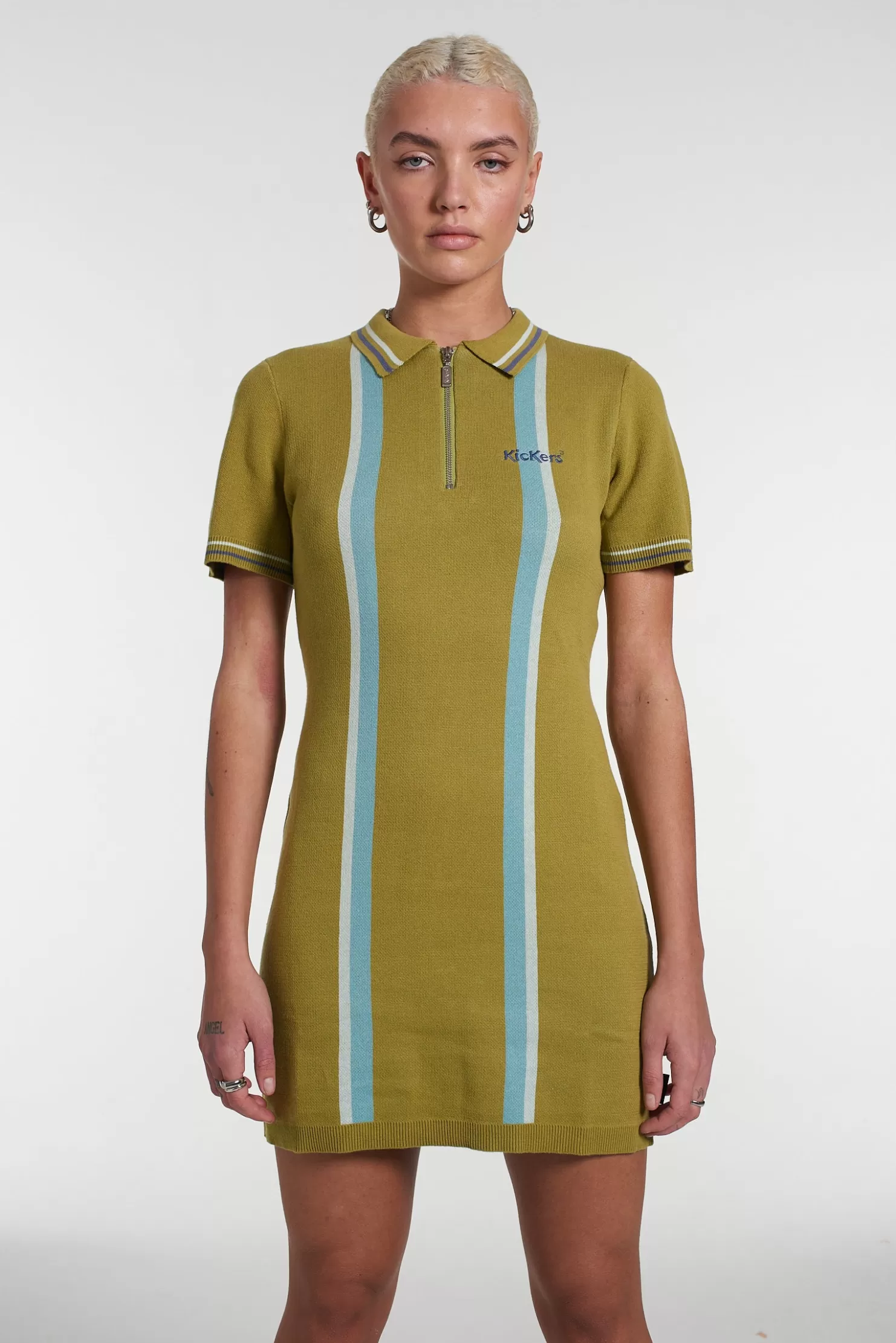 The Ragged Priest Kickers Classics Green Knit Polo Dress-Women Dresses