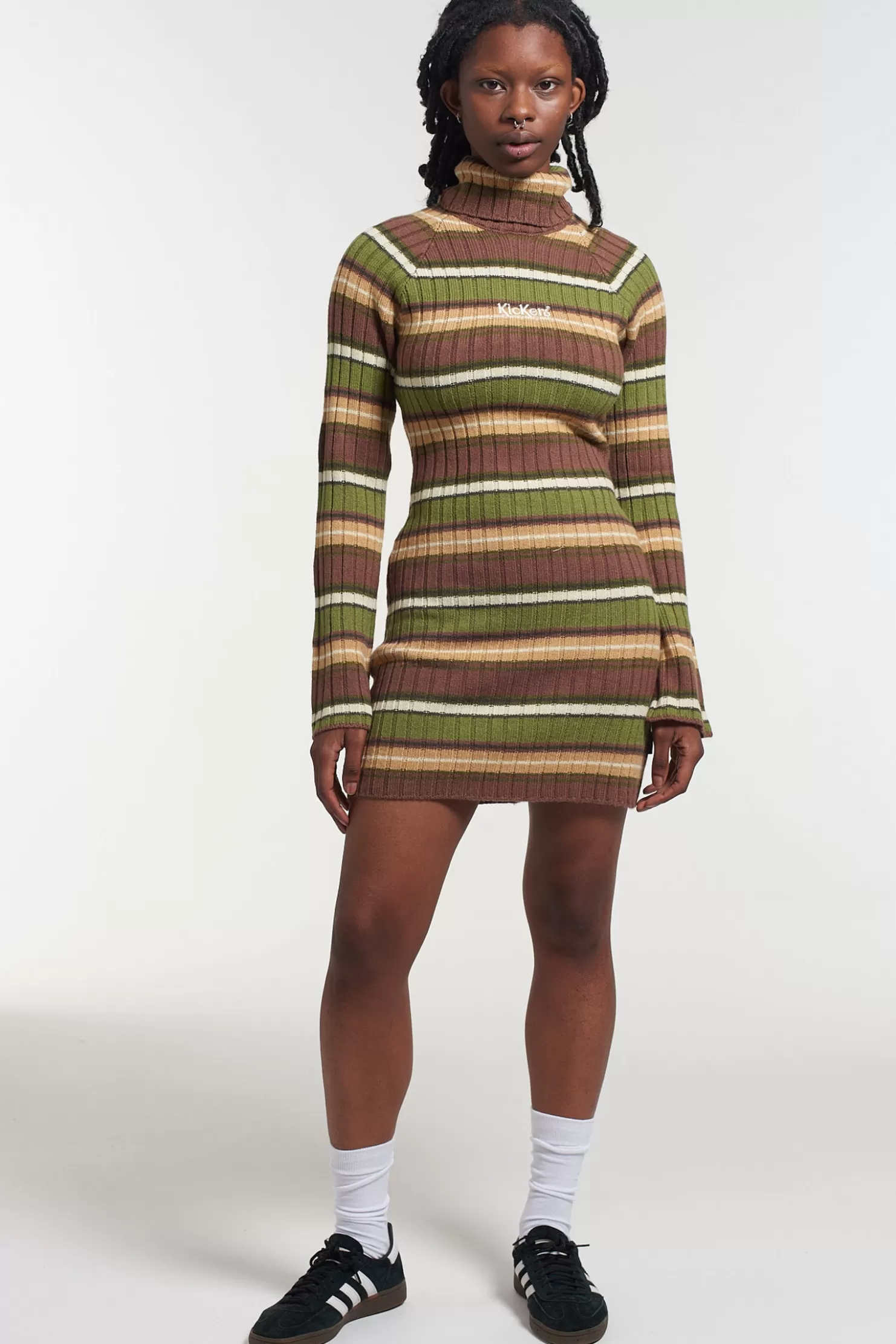 The Ragged Priest Kickers Classics High Neck Knitted Dress-Women Dresses