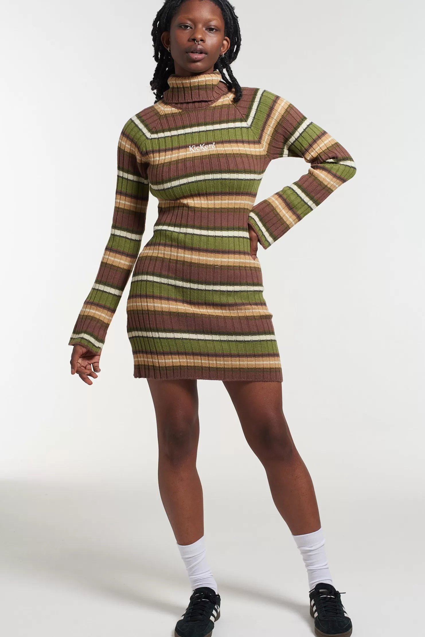 The Ragged Priest Kickers Classics High Neck Knitted Dress-Women Dresses