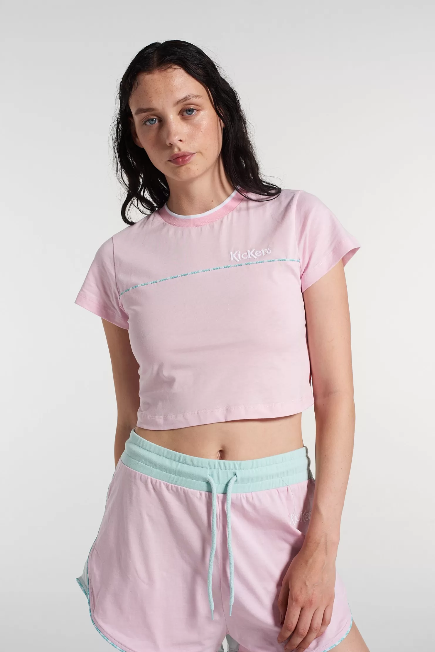 The Ragged Priest Kickers Classics Pink Cropped Tee-Women T-Shirts & Tops