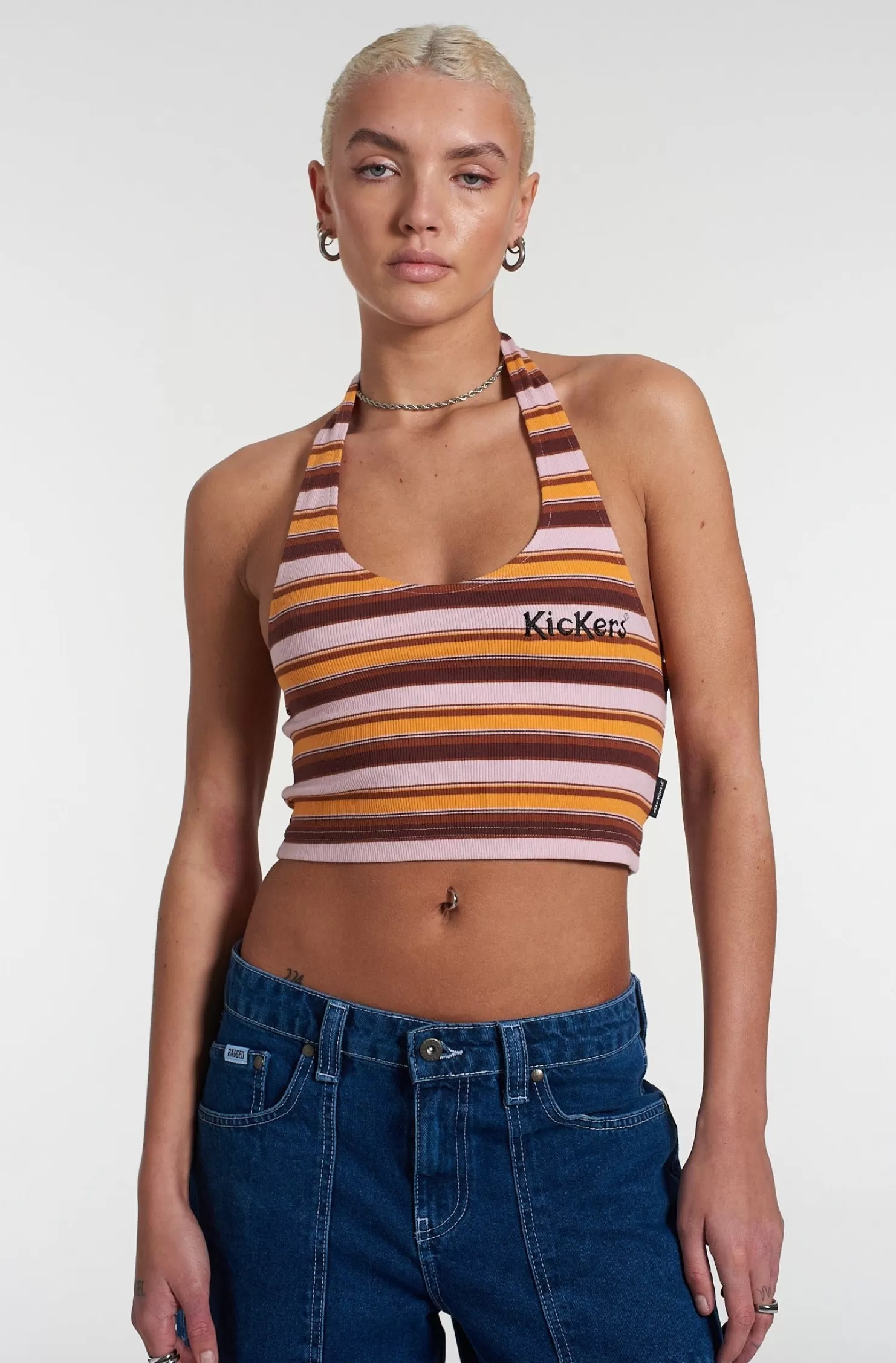 The Ragged Priest Kickers Classics Striped Halterneck Top-Women T-Shirts & Tops
