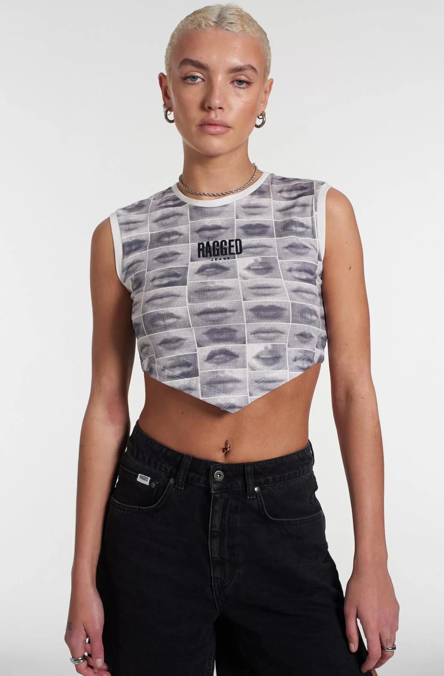 The Ragged Priest Lip Print Handkerchief Top-Women T-Shirts & Tops