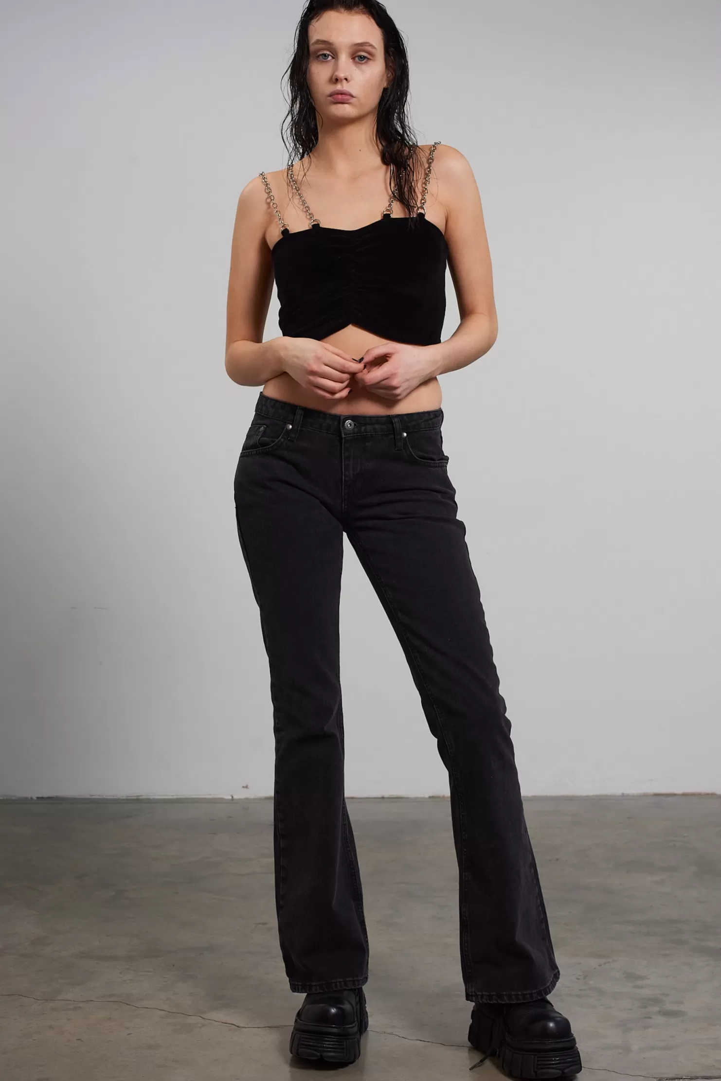 The Ragged Priest Low Rider Jean - Charcoal-Women Jeans