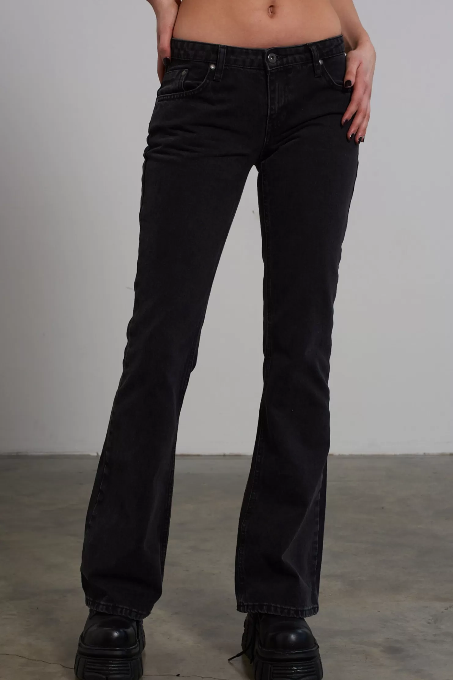 The Ragged Priest Low Rider Jean - Charcoal-Women Jeans