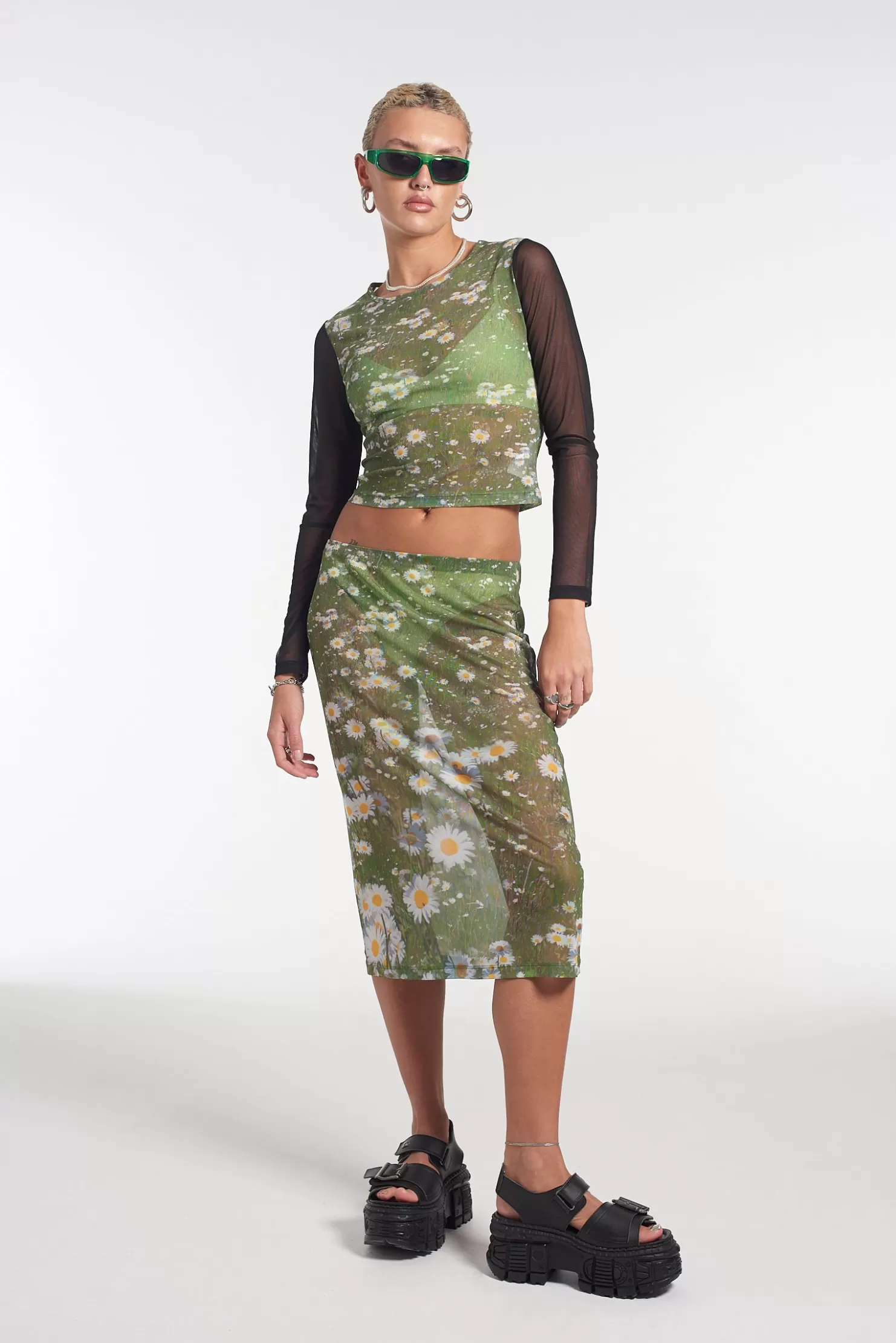 The Ragged Priest Meadow Mesh Midi Skirt-Women Skirts & Shorts