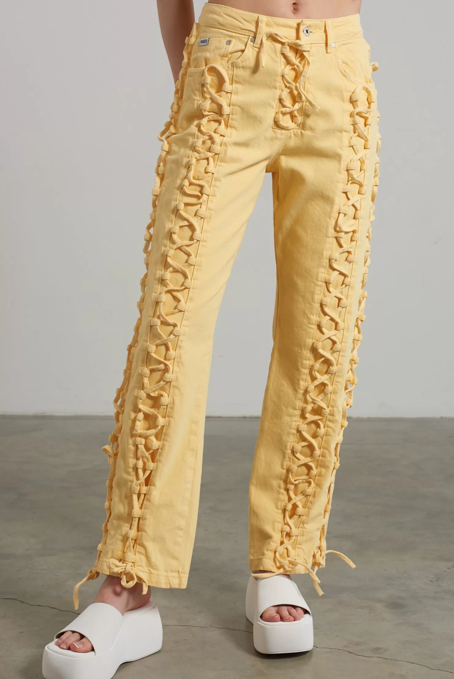 The Ragged Priest Mellow Lace Up Dad Jean -Women Jeans