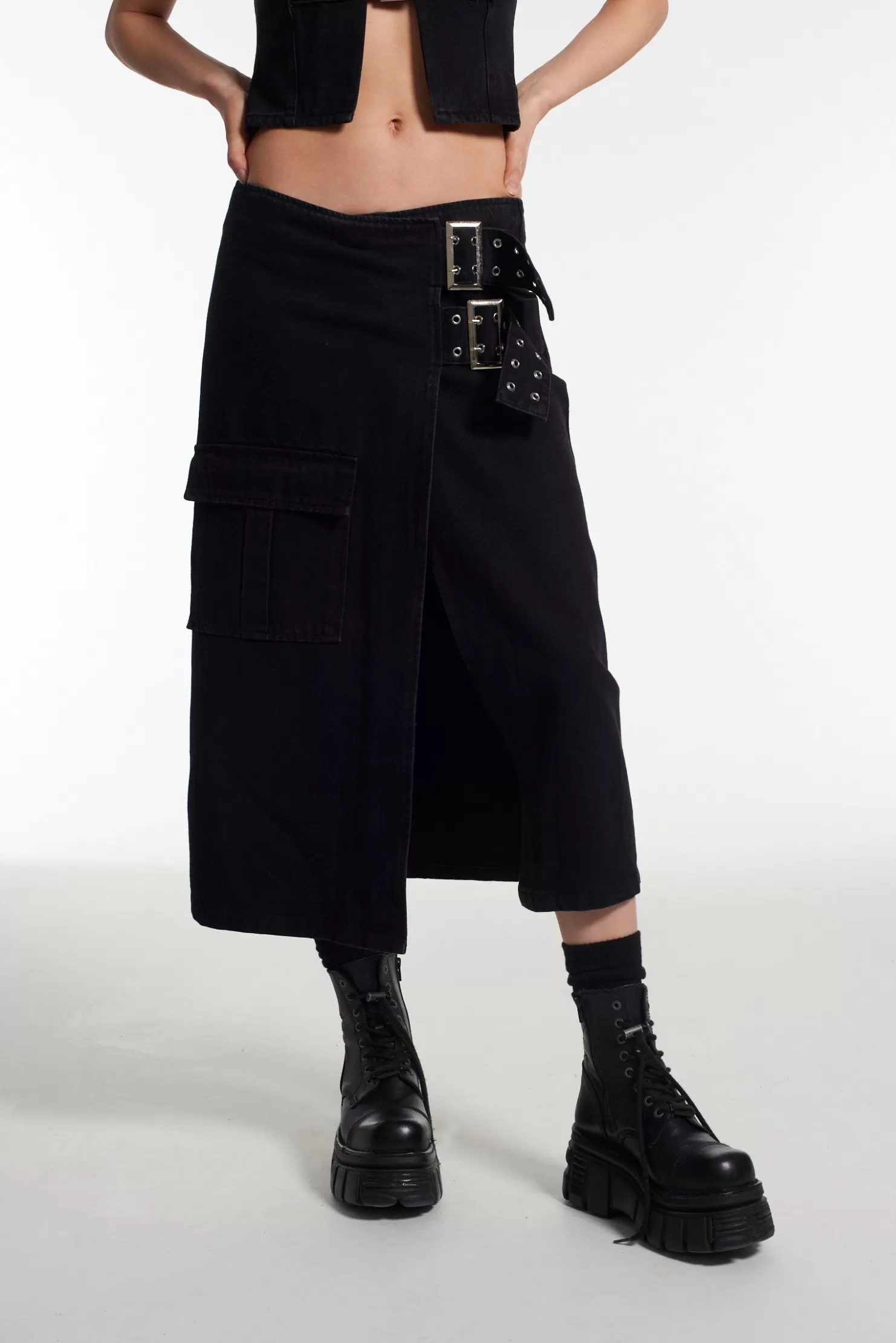 The Ragged Priest Monica Buckle Wrap Midi Skirt-Women Skirts & Shorts